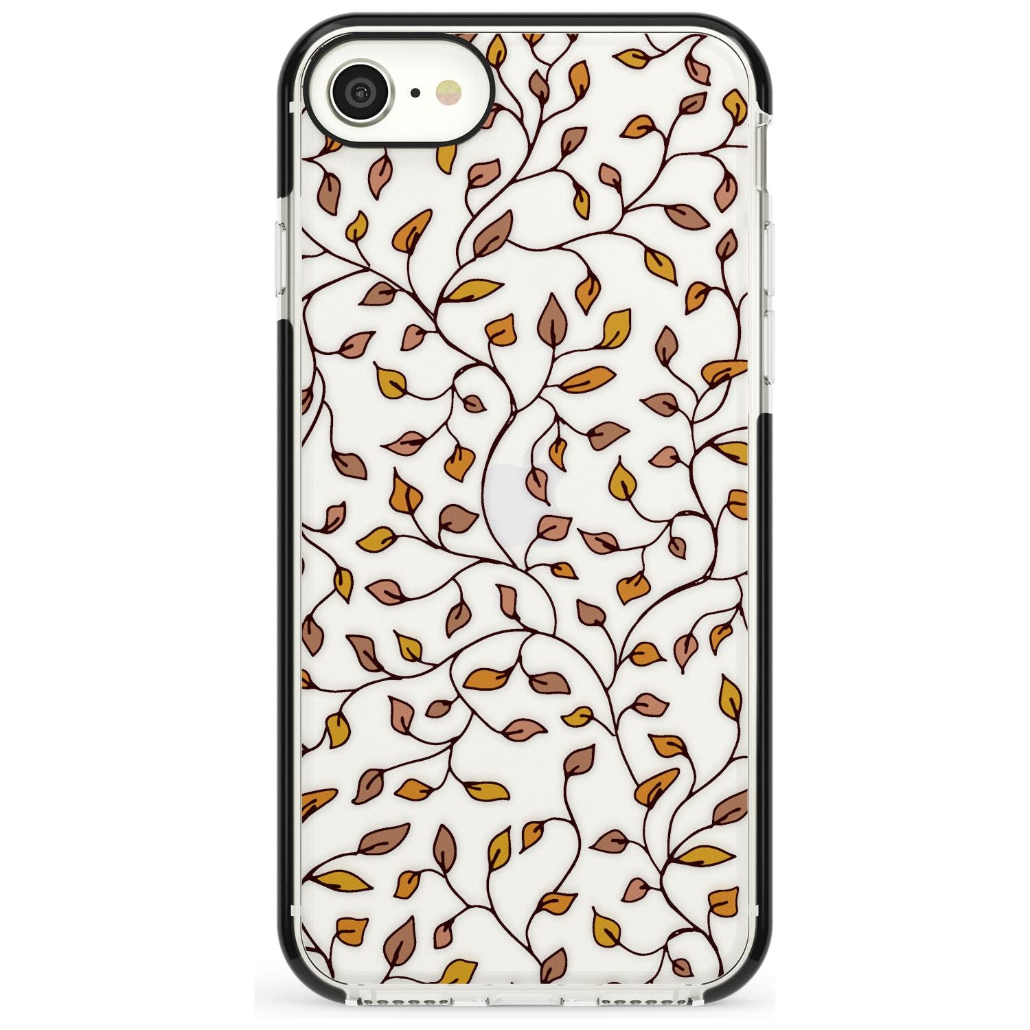 Personalised Autumn Leaves Pattern Black Impact Phone Case for iPhone SE 8 7 Plus