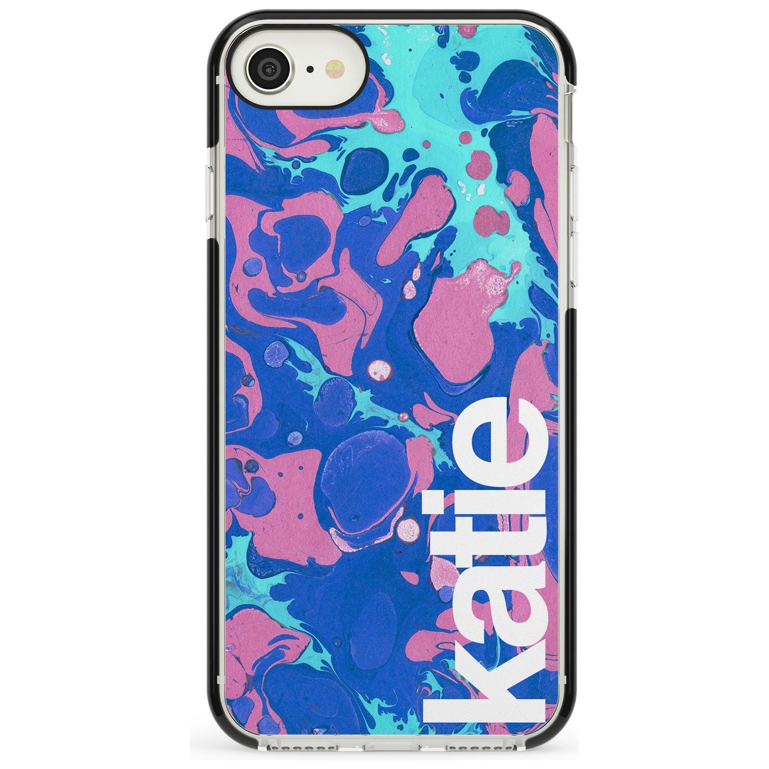 Navy, Turquoise + Purple - Marbled iPhone Case Black Impact Custom Phone Case - Case Warehouse