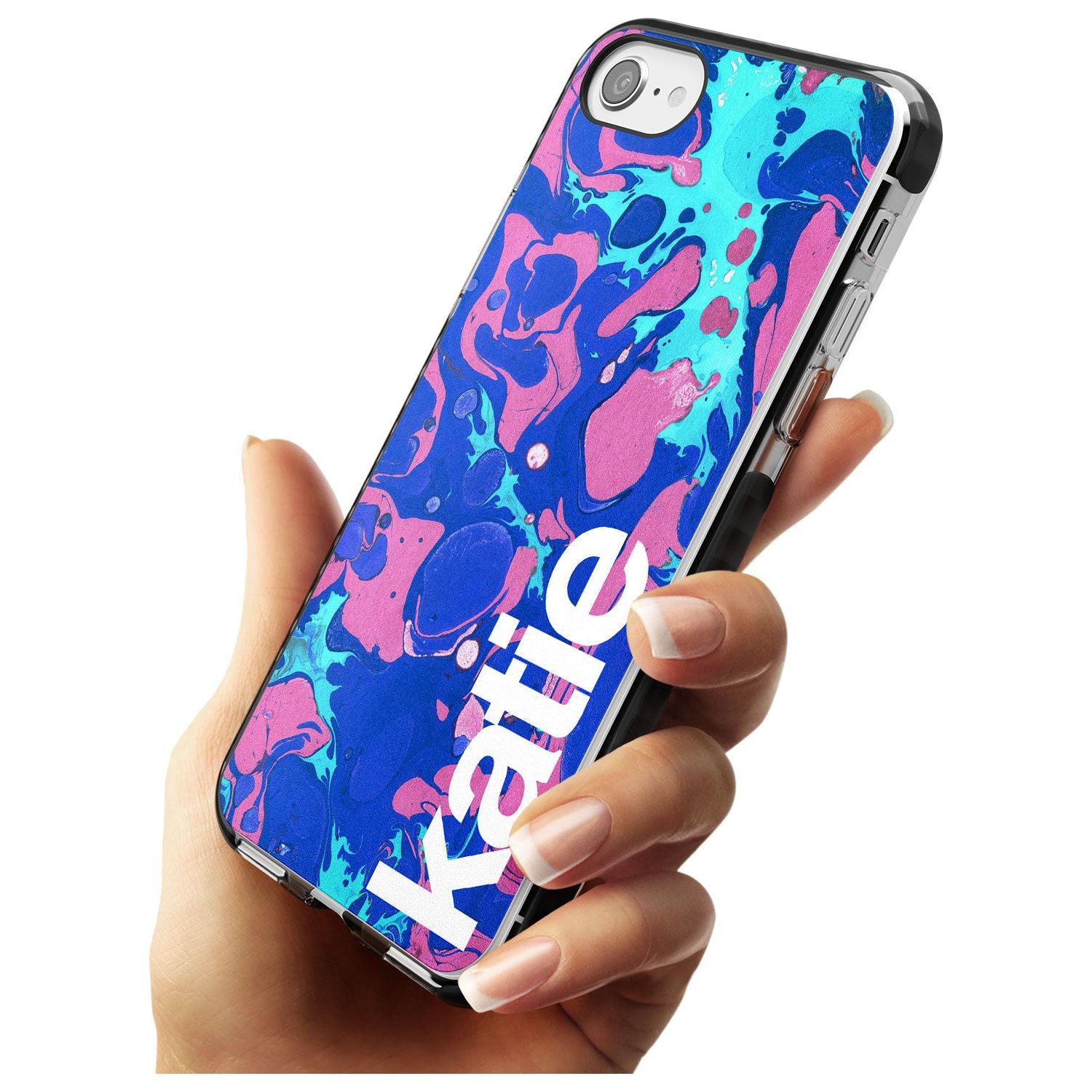Navy, Turquoise + Purple - Marbled iPhone Case Custom Phone Case - Case Warehouse