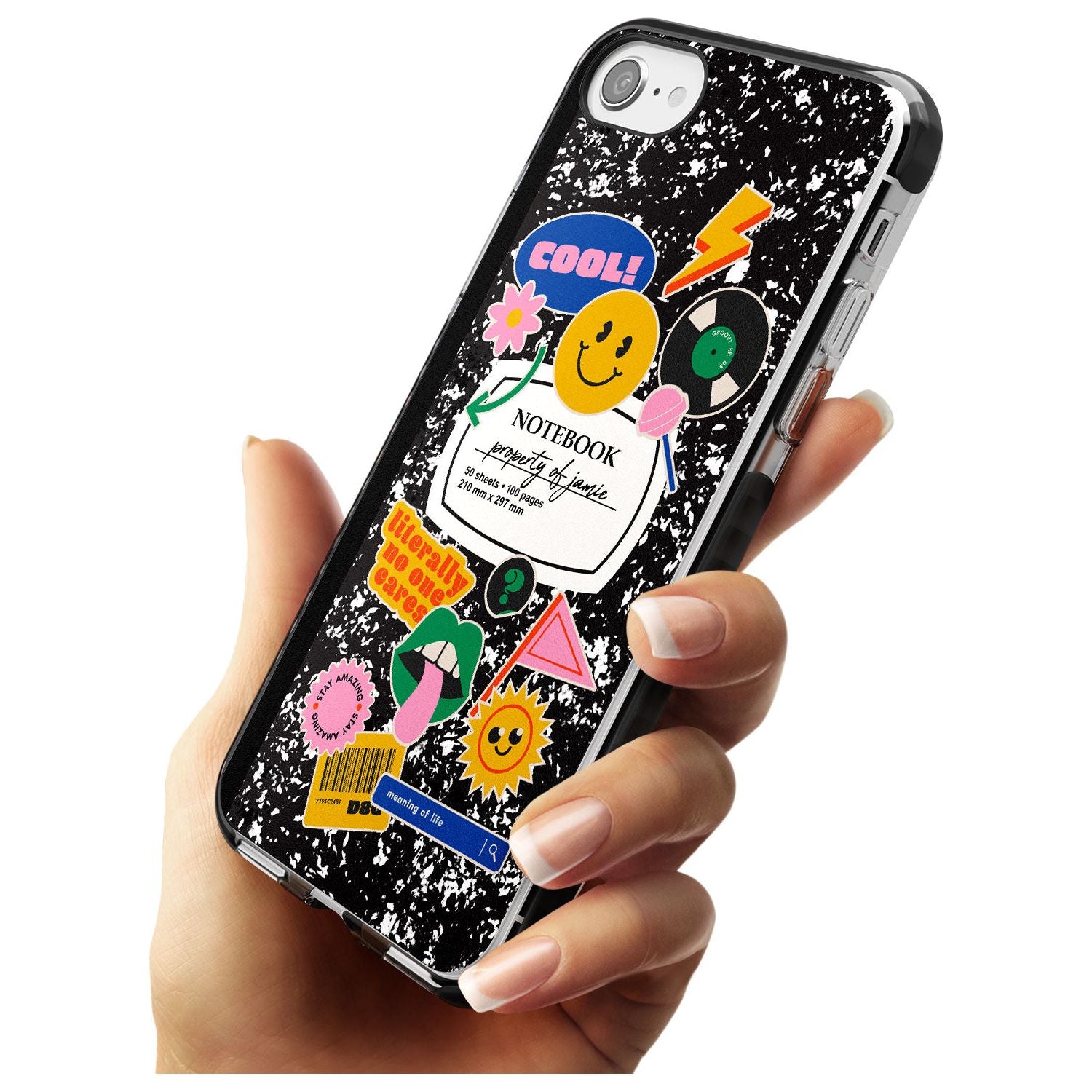 Custom Notebook Cover with Stickers Pink Fade Impact Phone Case for iPhone SE 8 7 Plus