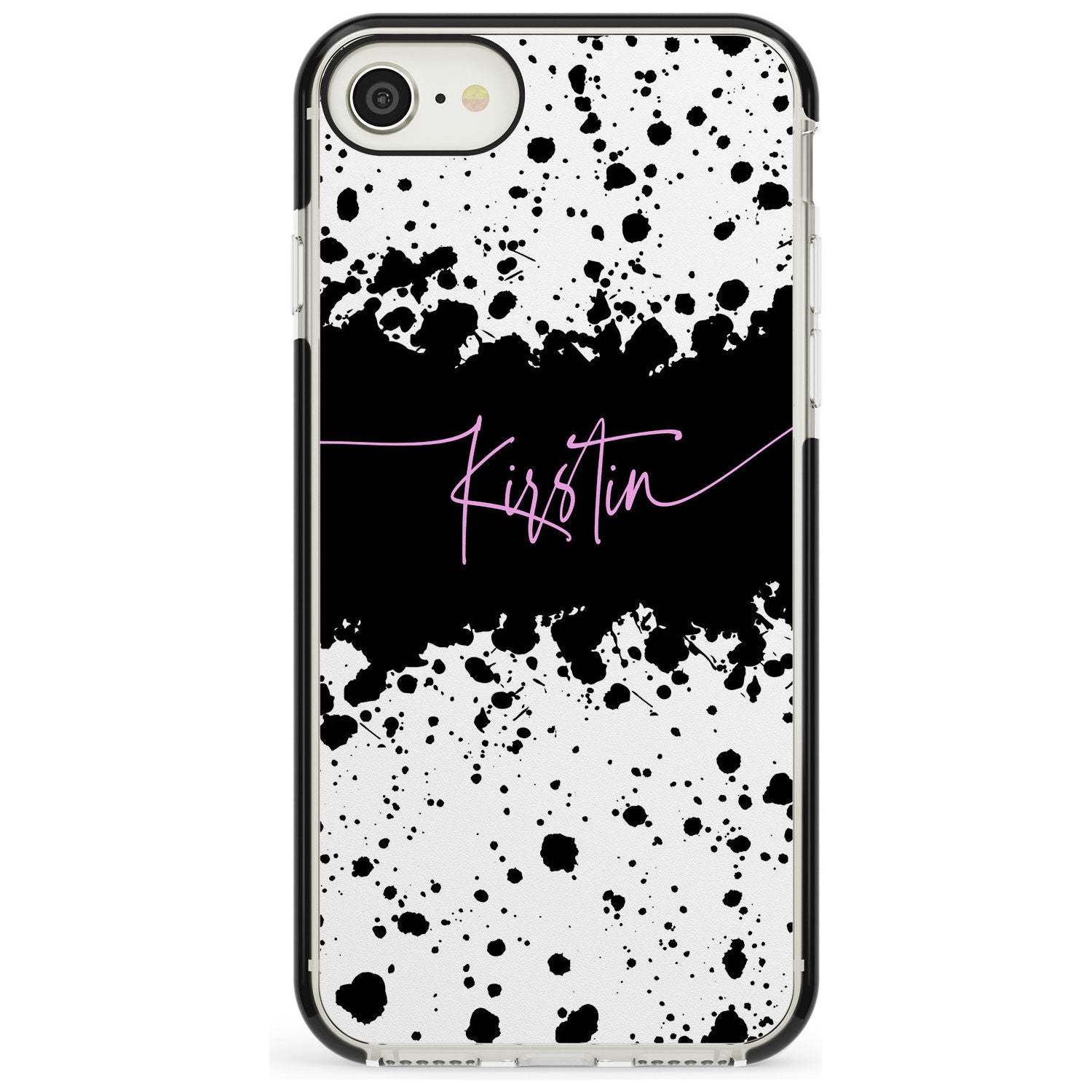 Black & White Paint Splatters iPhone Case Black Impact Custom Phone Case - Case Warehouse