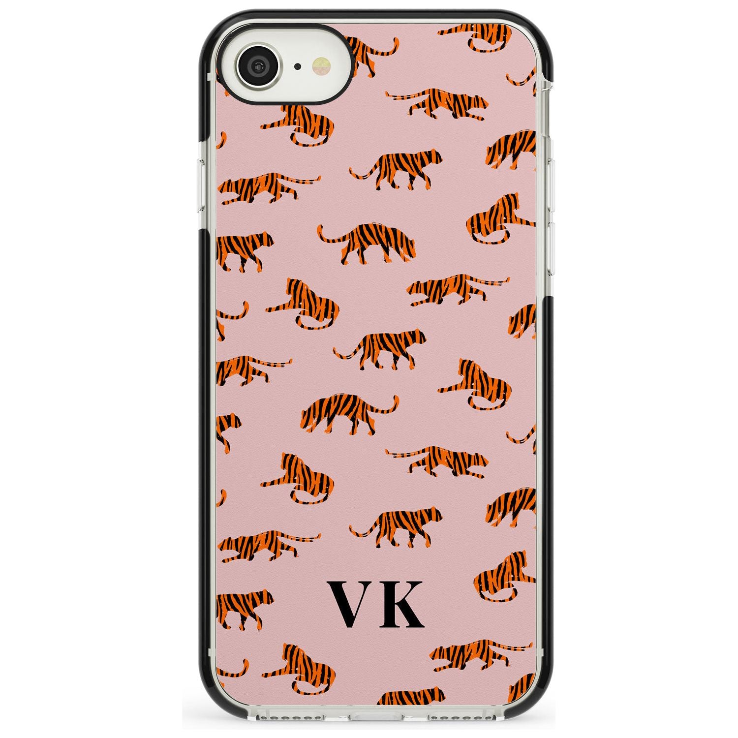 Safari Tiger Pattern on Pink iPhone Case Black Impact Custom Phone Case - Case Warehouse