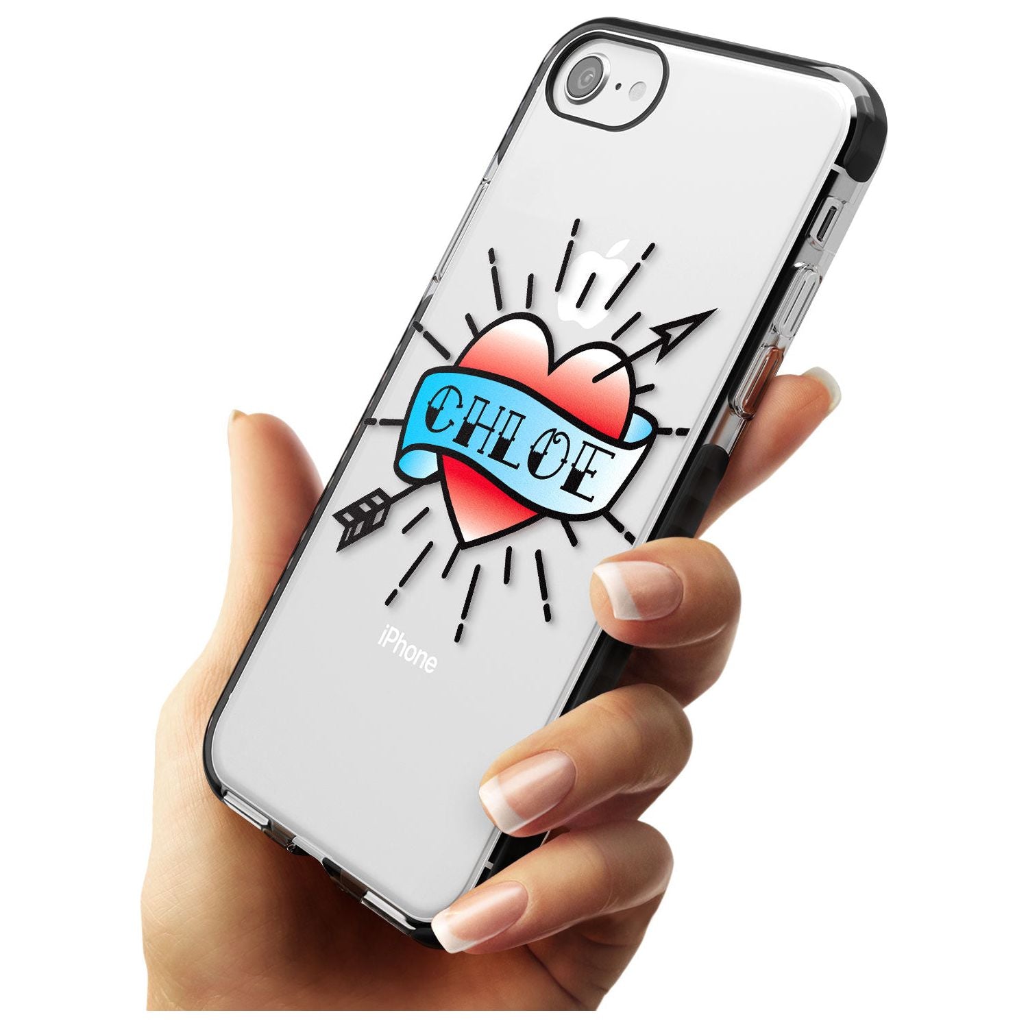 Custom Heart Tattoo Pink Fade Impact Phone Case for iPhone SE 8 7 Plus