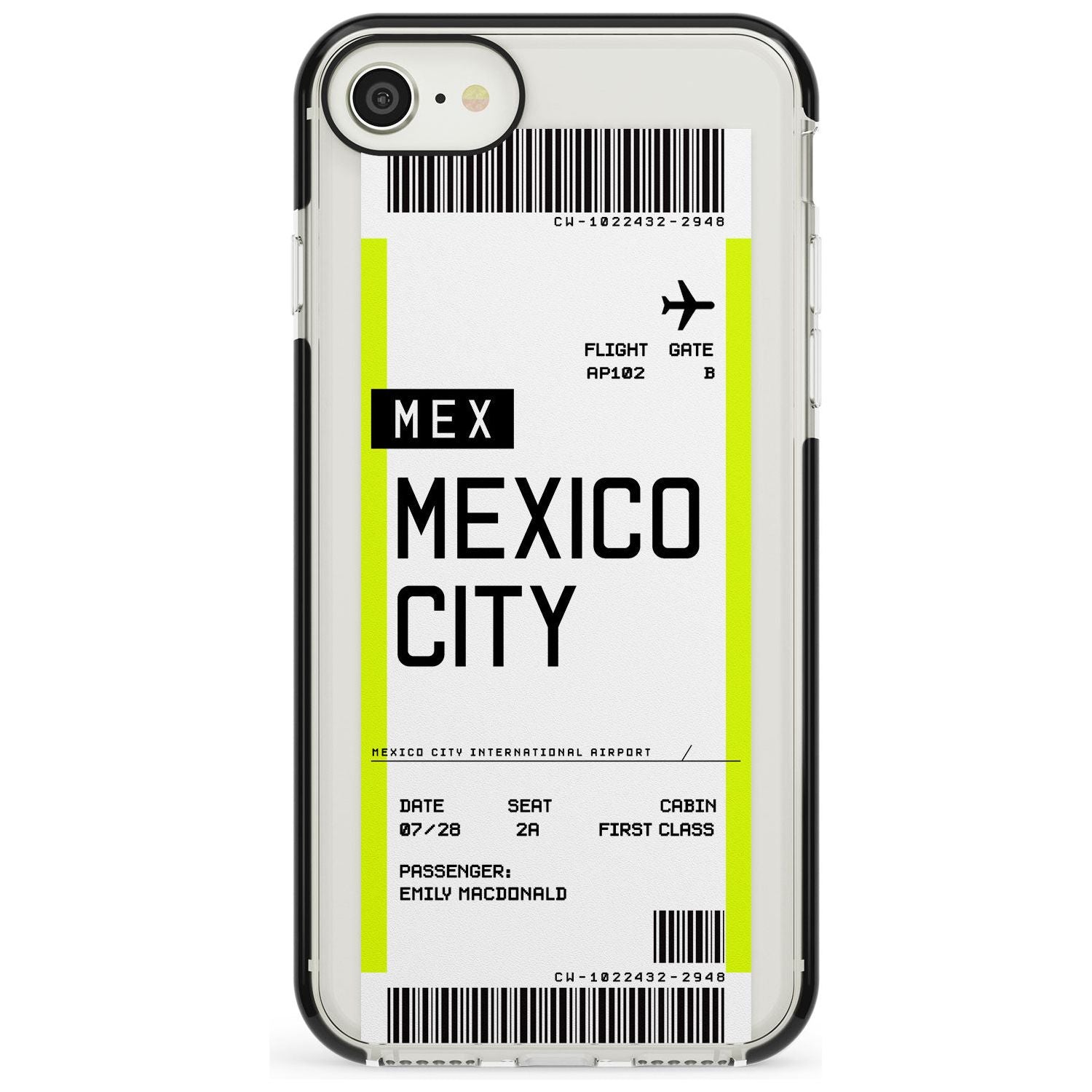 Mexico City Boarding Pass iPhone Case Black Impact Custom Phone Case - Case Warehouse