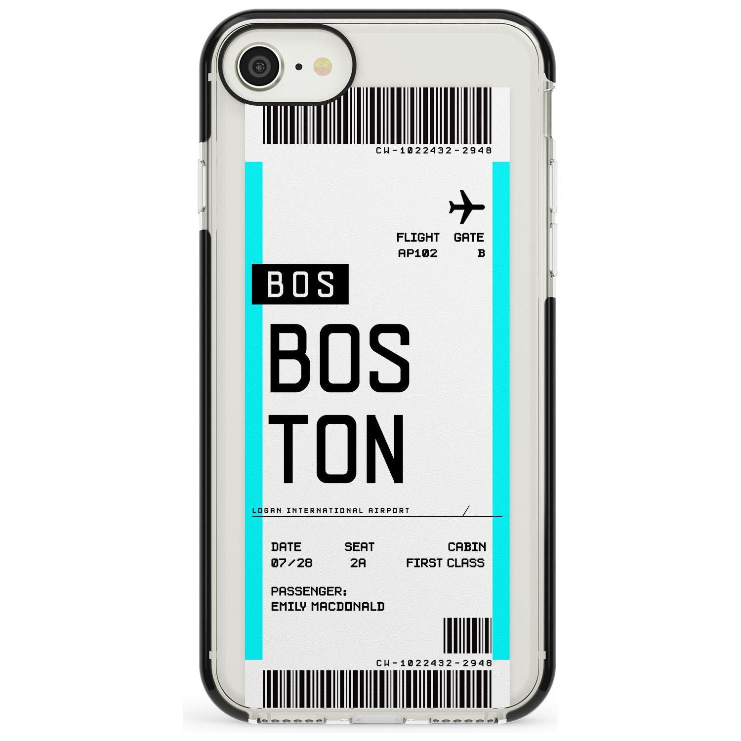 Boston Boarding Pass iPhone Case Black Impact Custom Phone Case - Case Warehouse