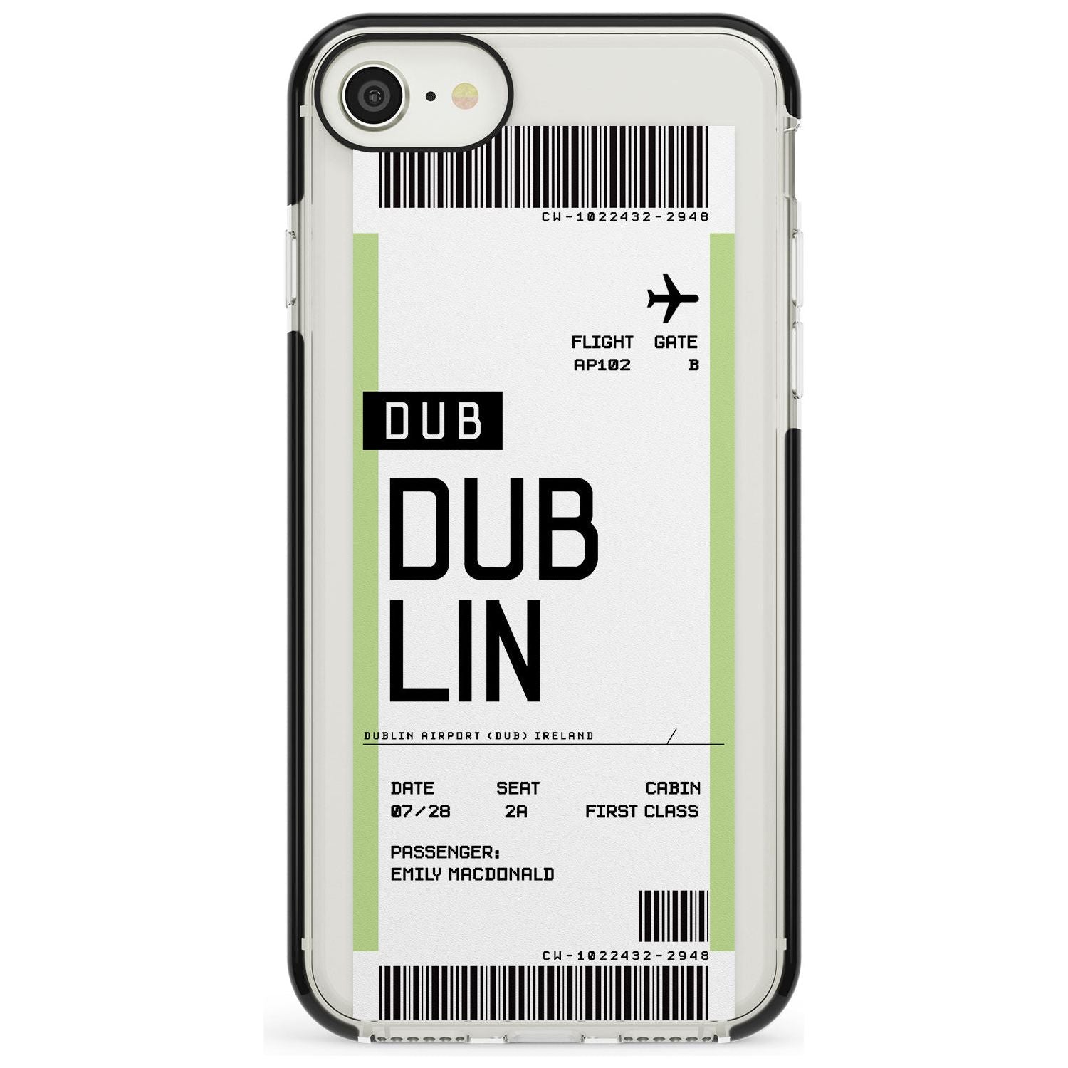 Dublin Boarding Pass iPhone Case Black Impact Custom Phone Case - Case Warehouse