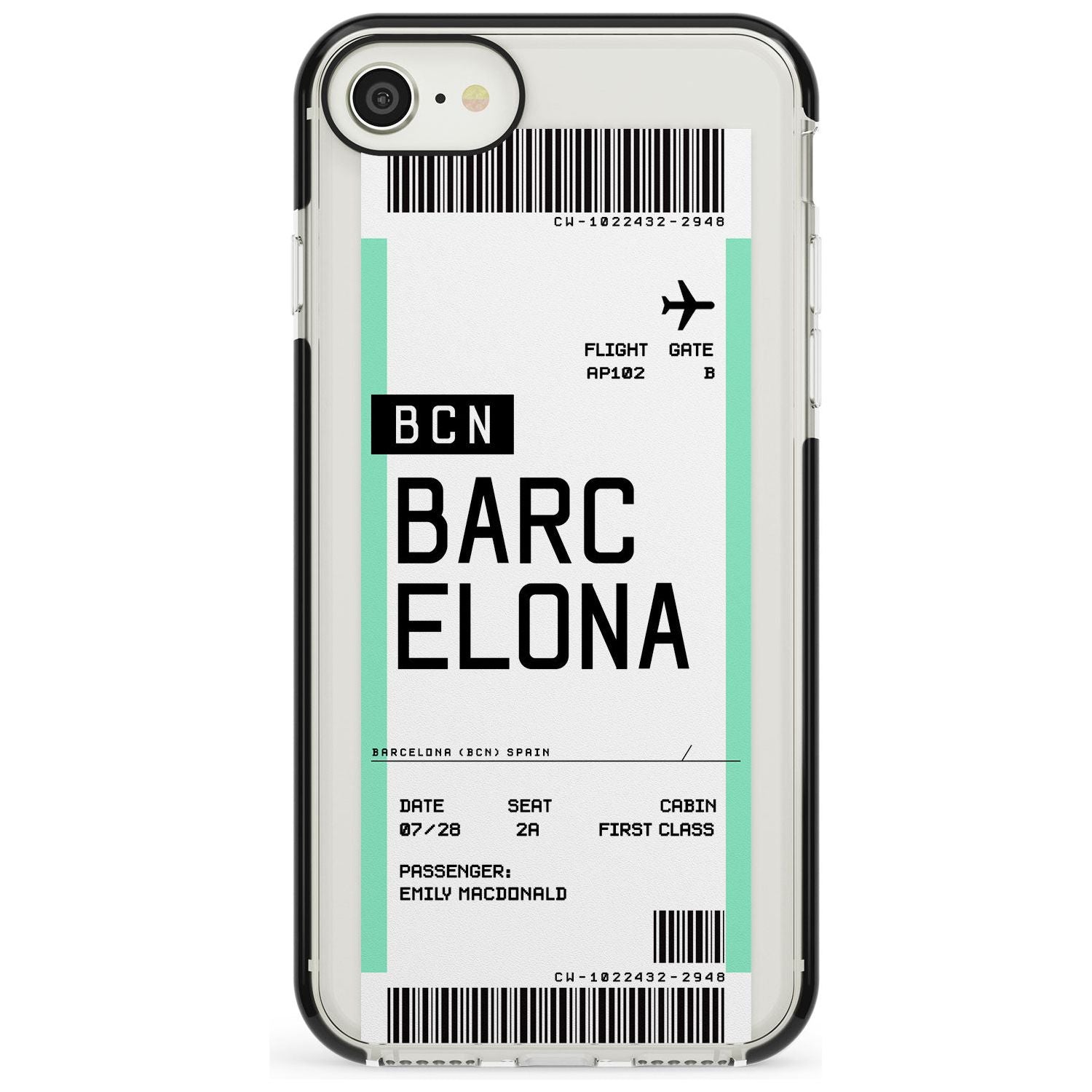 Barcelona Boarding Pass iPhone Case Black Impact Custom Phone Case - Case Warehouse