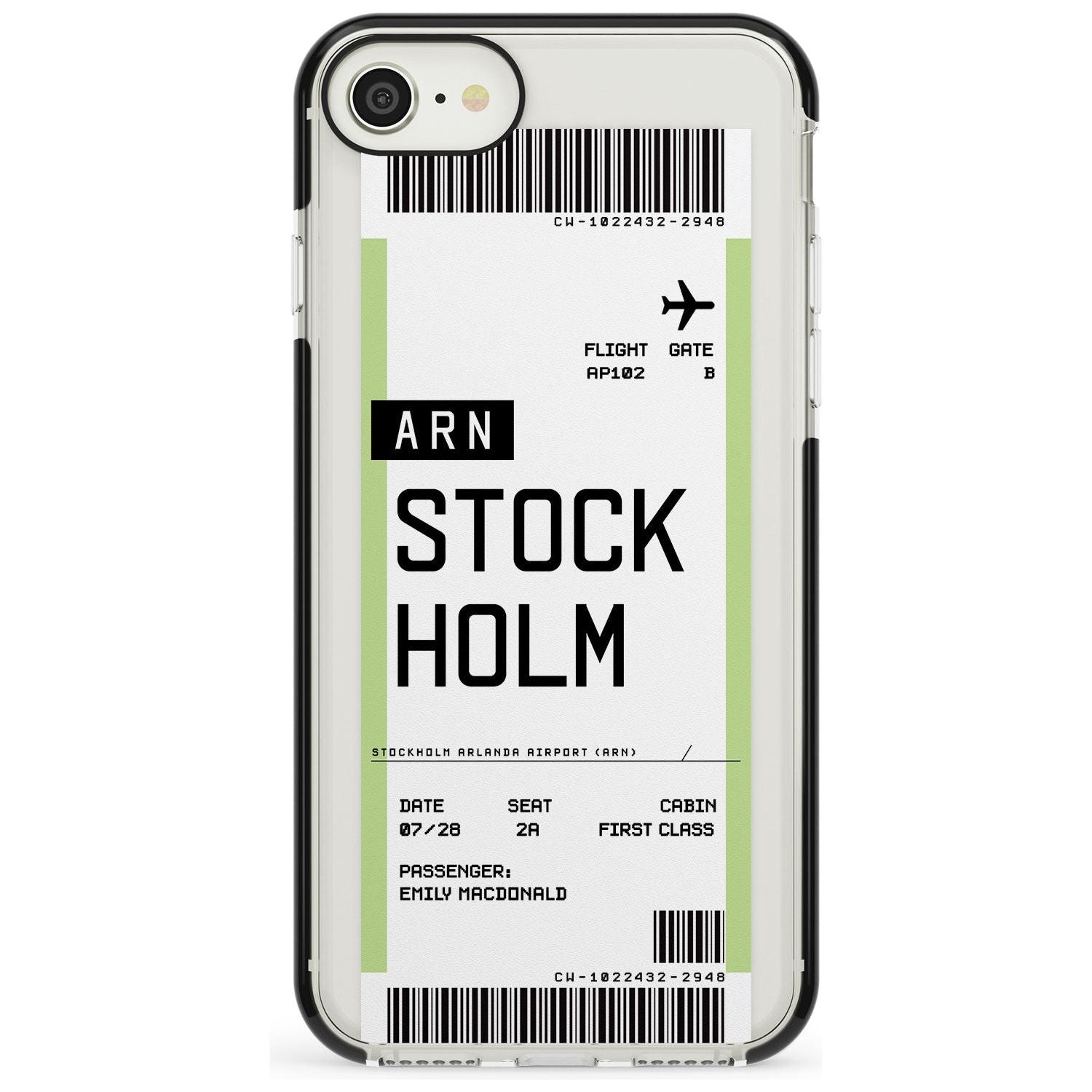 Stockholm Boarding Pass iPhone Case Black Impact Custom Phone Case - Case Warehouse
