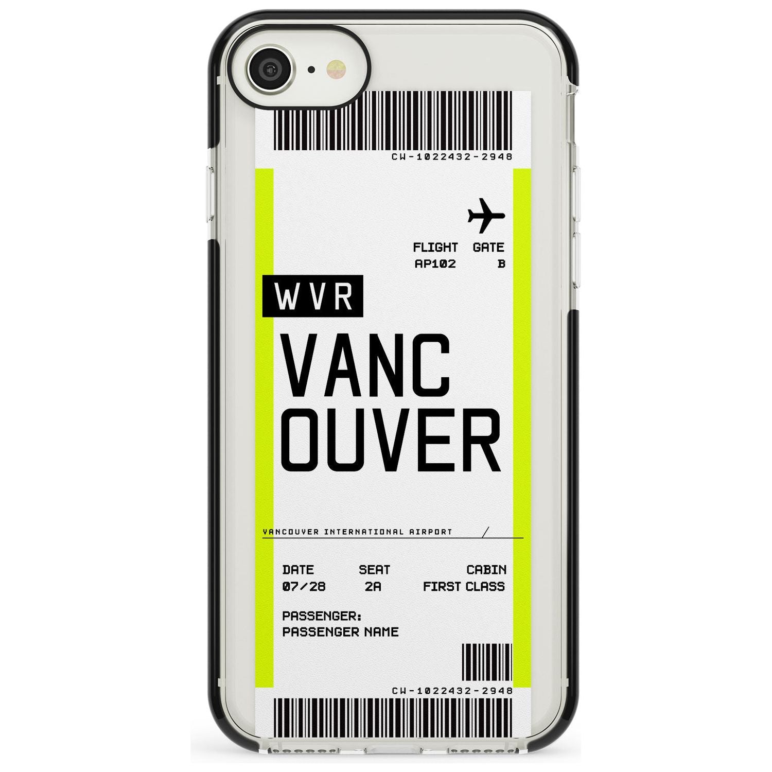 Vancouver Boarding Pass iPhone Case Black Impact Custom Phone Case - Case Warehouse