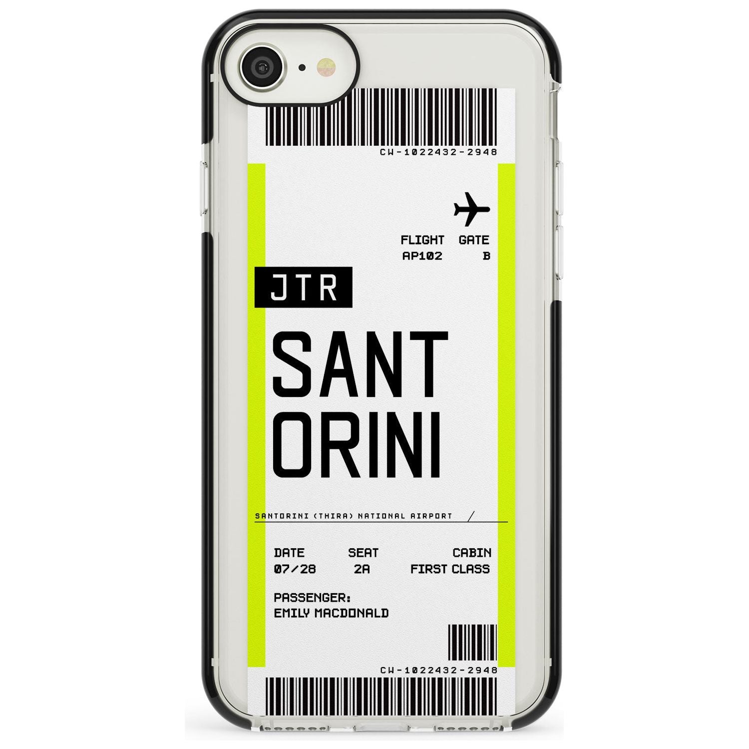 Santorini Boarding Pass iPhone Case Black Impact Custom Phone Case - Case Warehouse