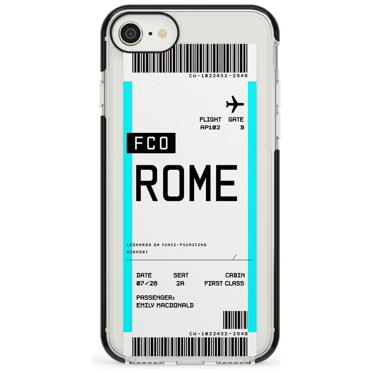 Rome Boarding Pass iPhone Case Black Impact Custom Phone Case - Case Warehouse