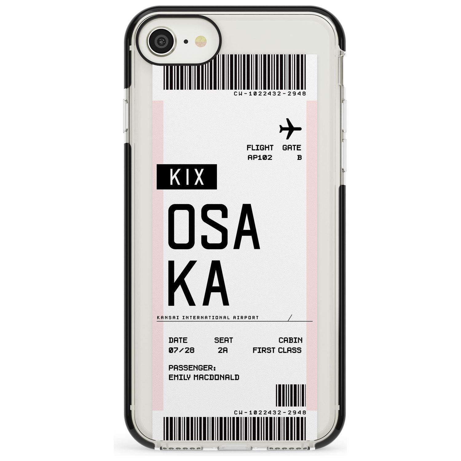 Osaka Boarding Pass iPhone Case Black Impact Custom Phone Case - Case Warehouse