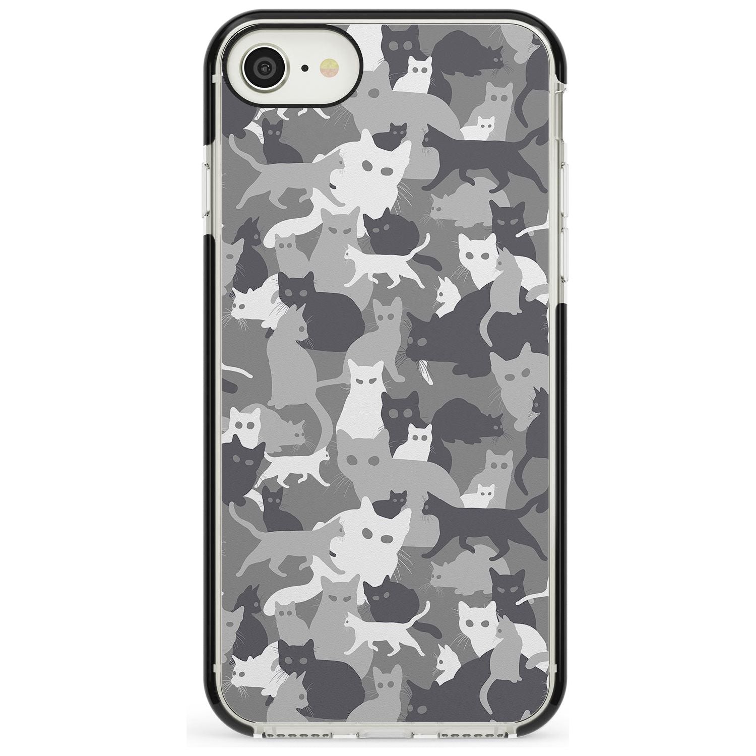 Dark Grey Cat Camouflage Pattern iPhone Case Black Impact Phone Case - Case Warehouse