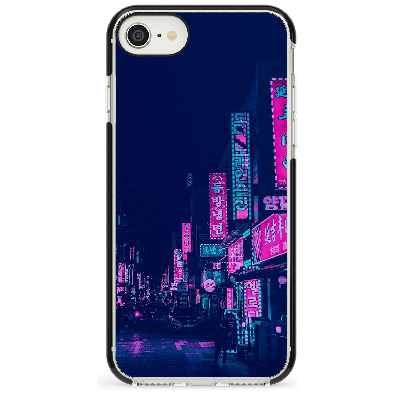 Pink & Turquoise - Neon Cities iPhone Case Black Impact Phone Case - Case Warehouse