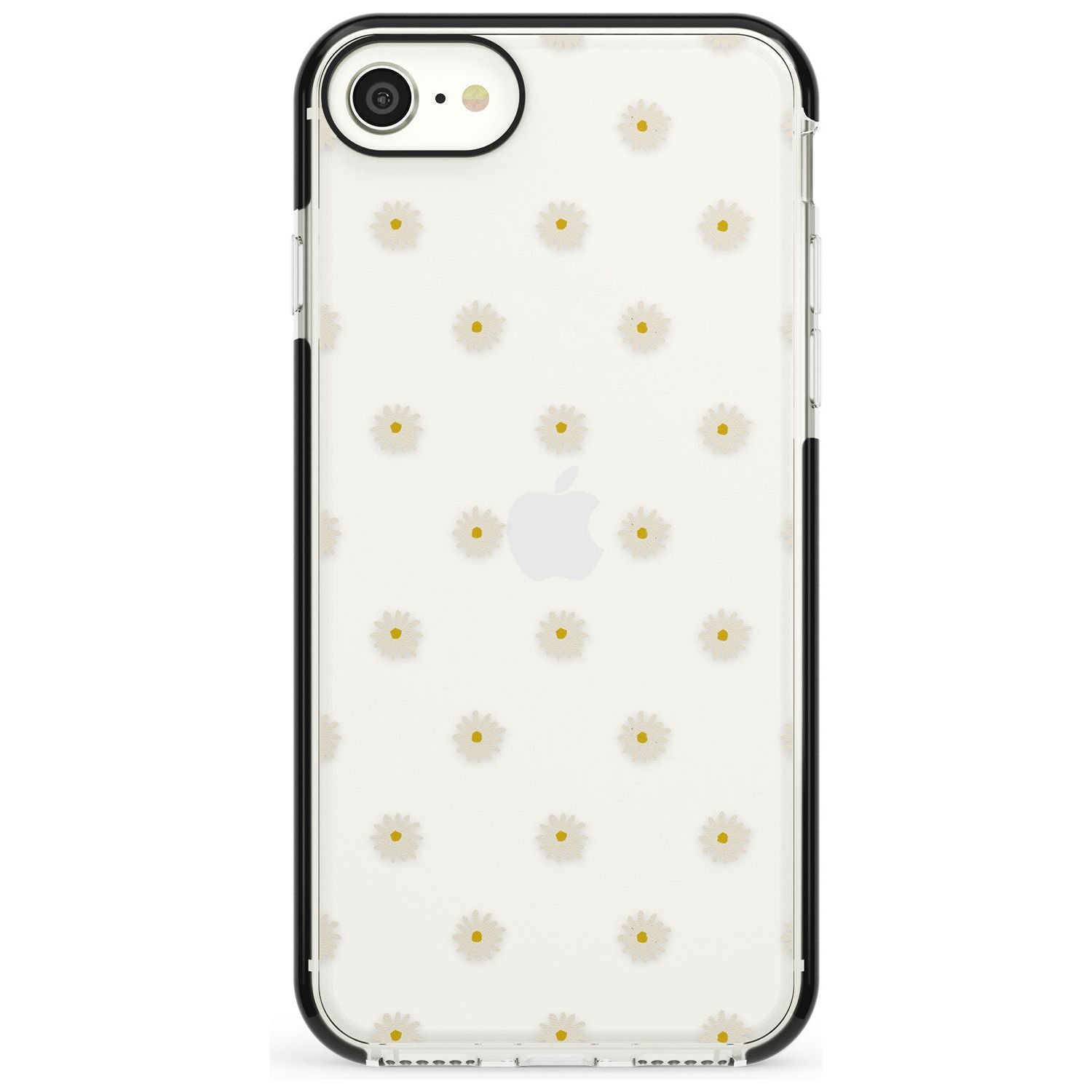 Daisy Pattern - Clear Cute Floral Design Pink Fade Impact Phone Case for iPhone SE 8 7 Plus