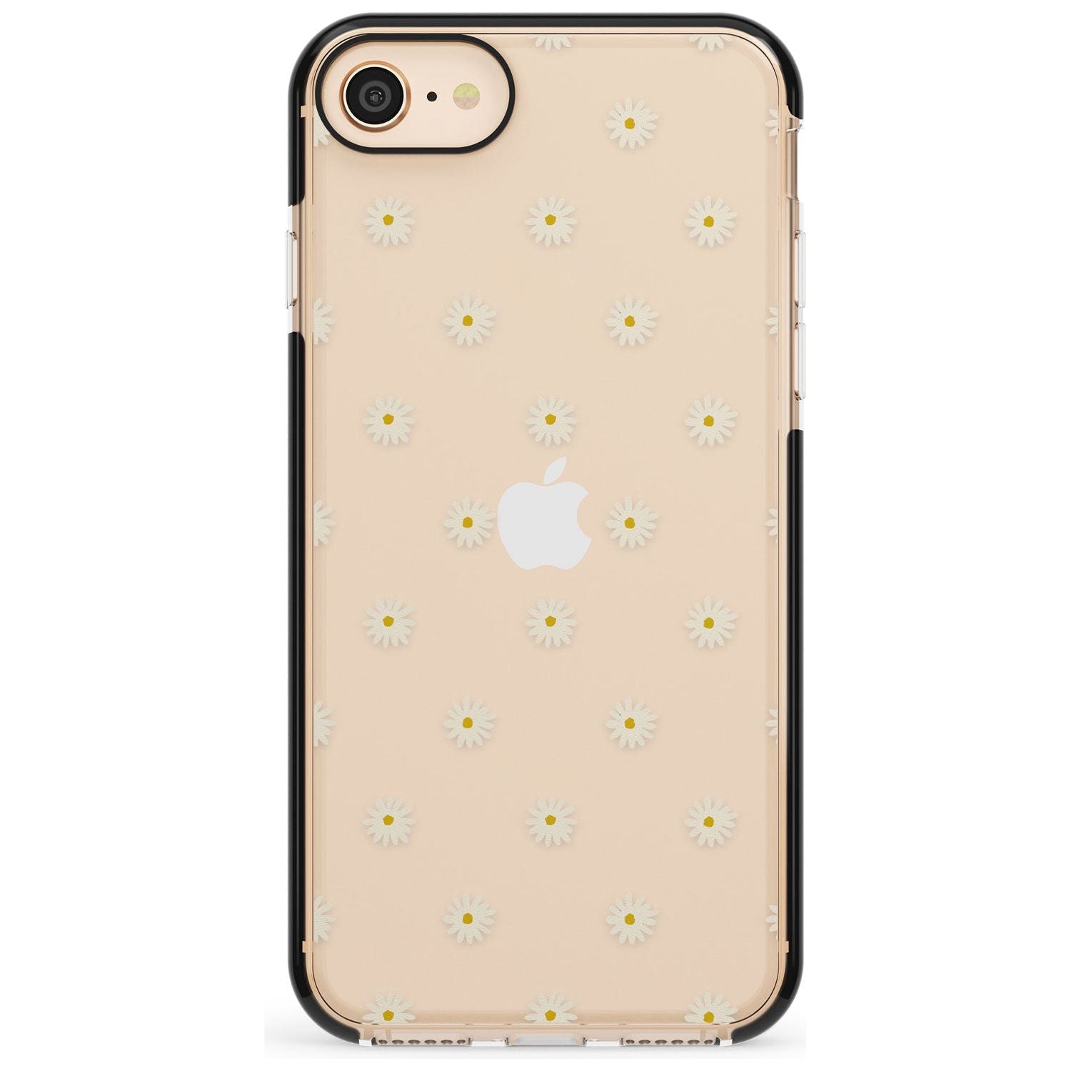 Daisy Pattern - Clear Cute Floral Design Pink Fade Impact Phone Case for iPhone SE 8 7 Plus