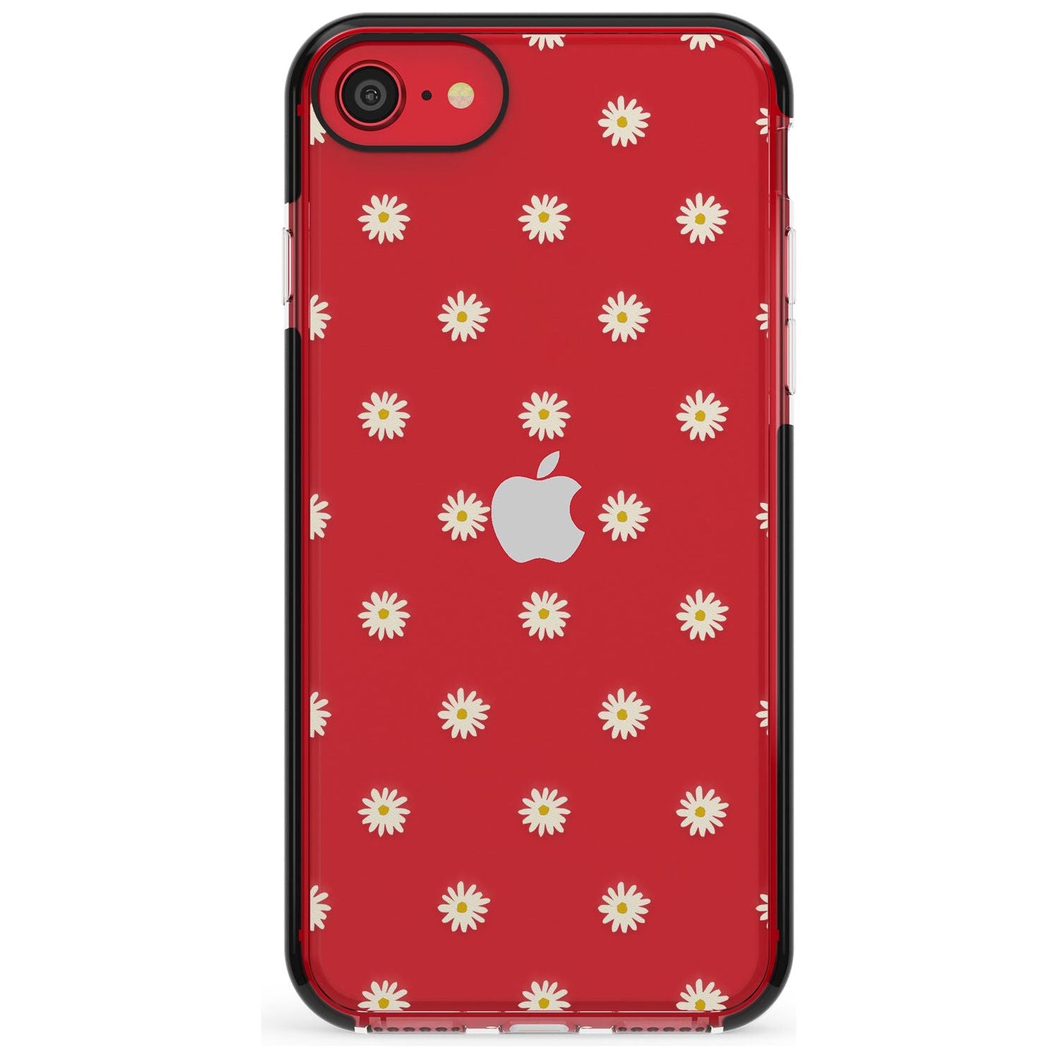 Daisy Pattern - Clear Cute Floral Design Pink Fade Impact Phone Case for iPhone SE 8 7 Plus
