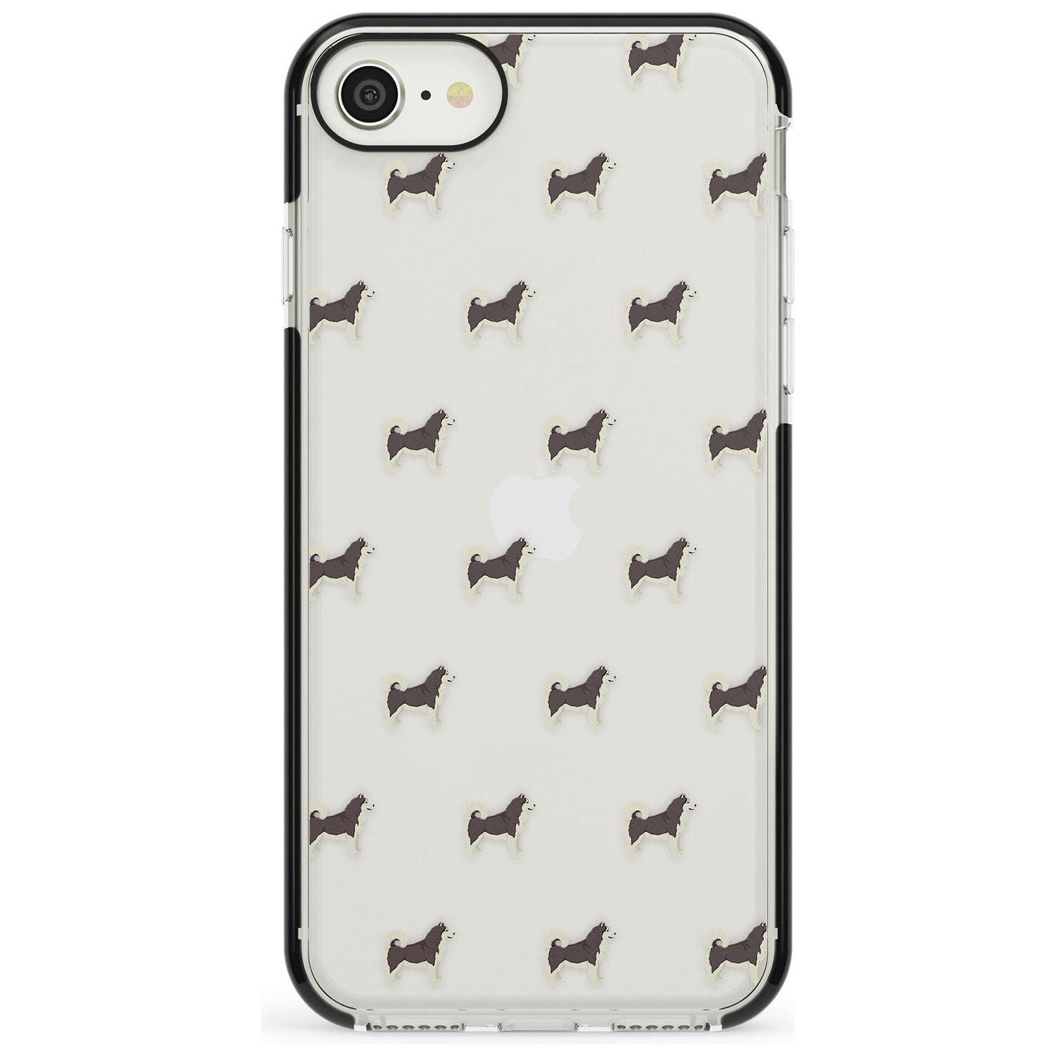 Alaskan Malamute Dog Pattern Clear Black Impact Phone Case for iPhone SE 8 7 Plus