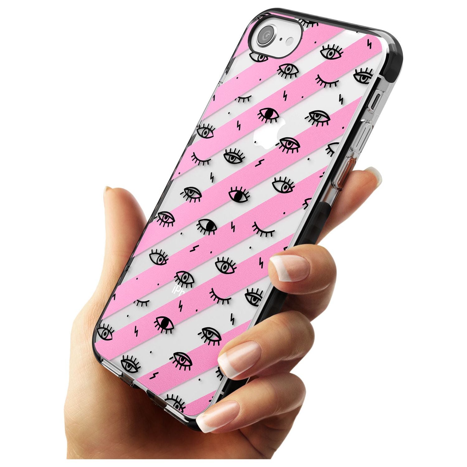 Pink Stripe Eyes iPhone Case Phone Case - Case Warehouse