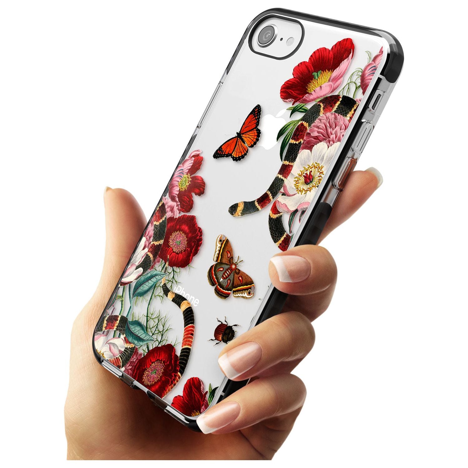 Botanical Snake Pink Fade Impact Phone Case for iPhone SE 8 7 Plus