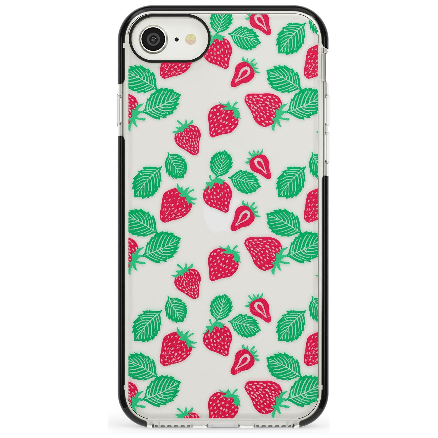 Strawberry Pattern iPhone Case Black Impact Phone Case - Case Warehouse
