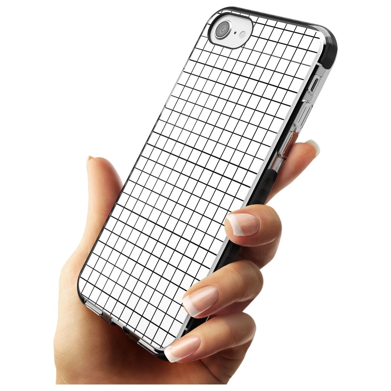 Simplistic Small Grid Designs White Black Impact Phone Case for iPhone SE 8 7 Plus