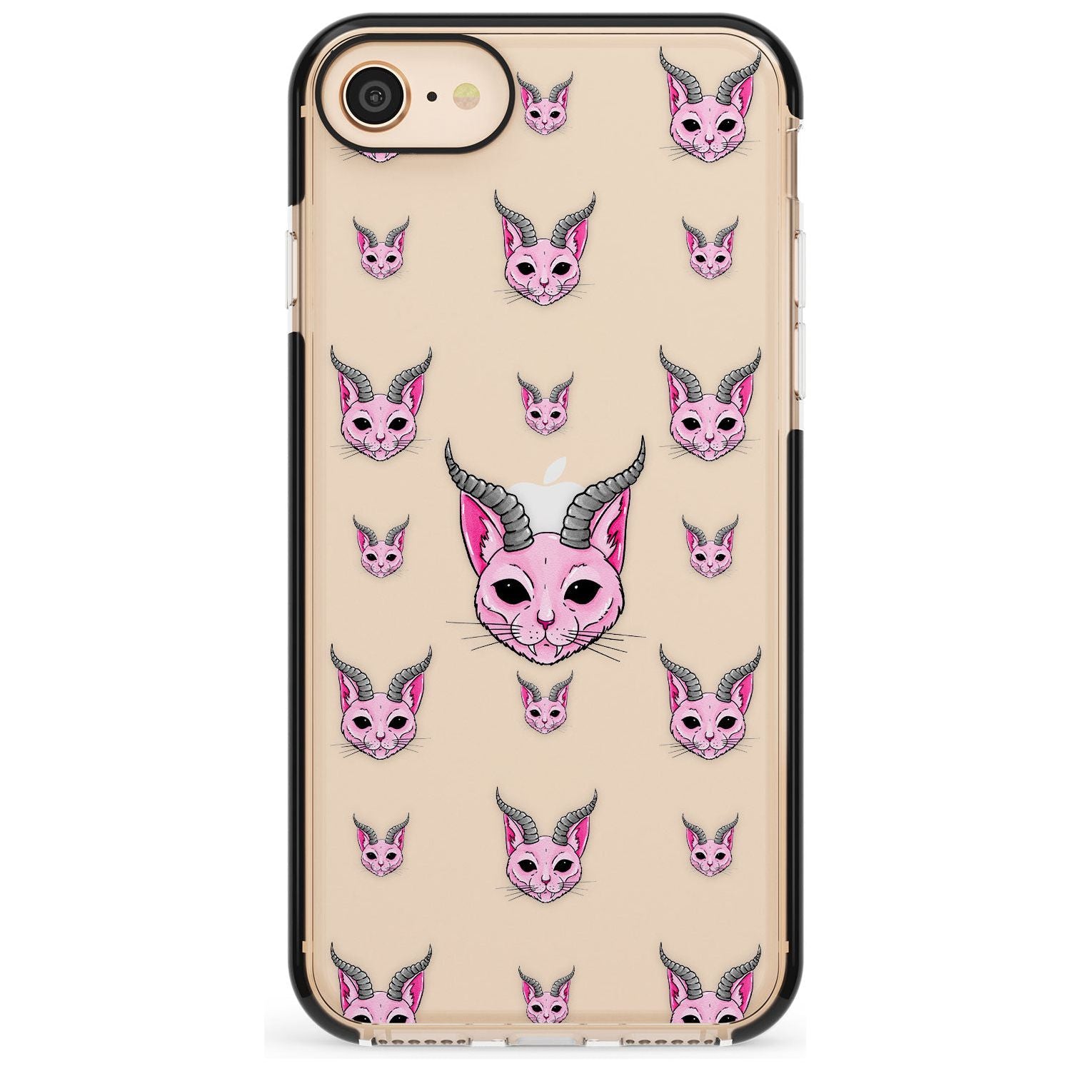 Demon Cat Pattern Black Impact Phone Case for iPhone SE 8 7 Plus