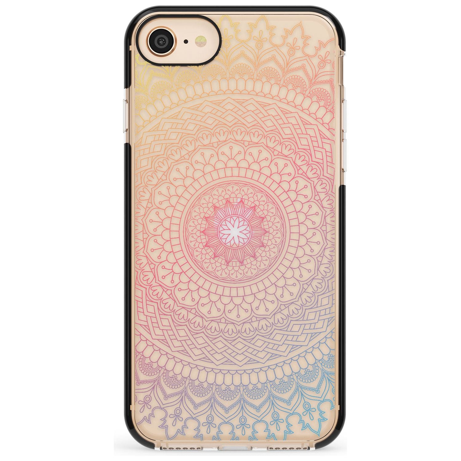 Large Rainbow Mandala Transparent Design Pink Fade Impact Phone Case for iPhone SE 8 7 Plus