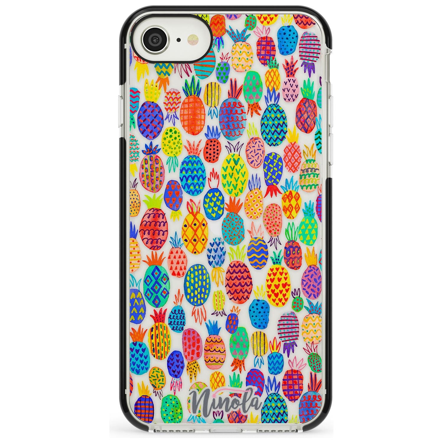 Cute Pineapples Black Impact Phone Case for iPhone SE 8 7 Plus