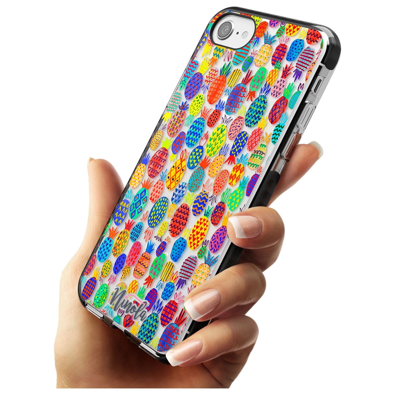 Cute Pineapples Black Impact Phone Case for iPhone SE 8 7 Plus