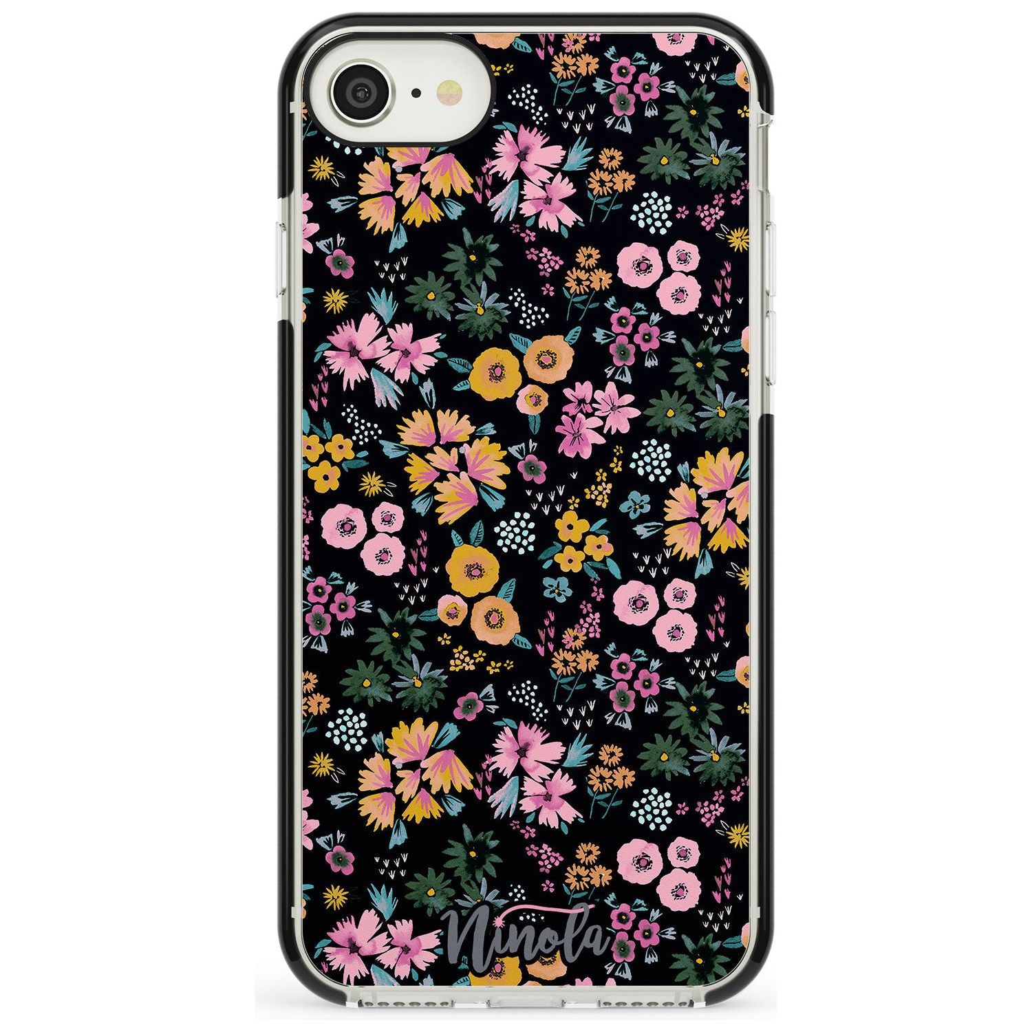 Little Flowers Black Impact Phone Case for iPhone SE 8 7 Plus