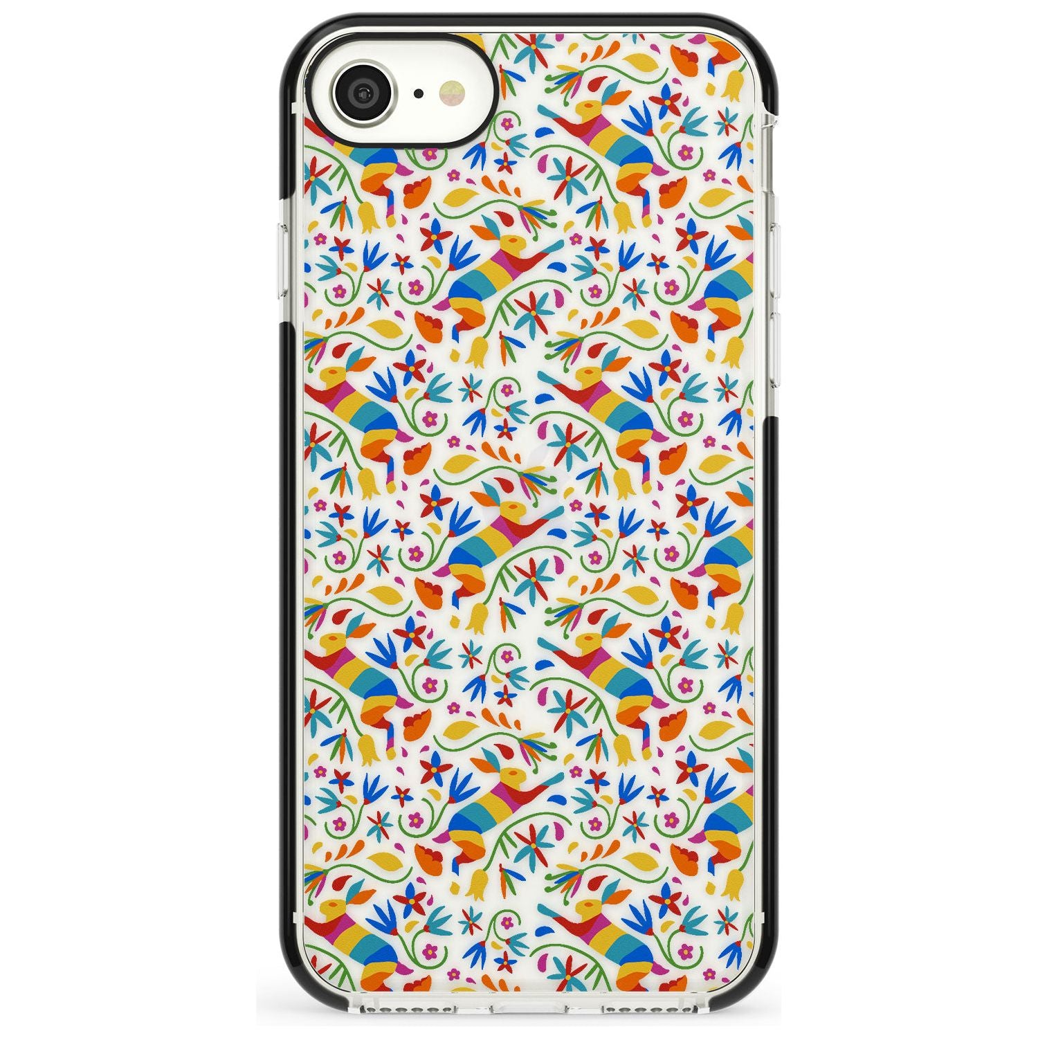 Floral Rabbit Pattern in Rainbow Pink Fade Impact Phone Case for iPhone SE 8 7 Plus