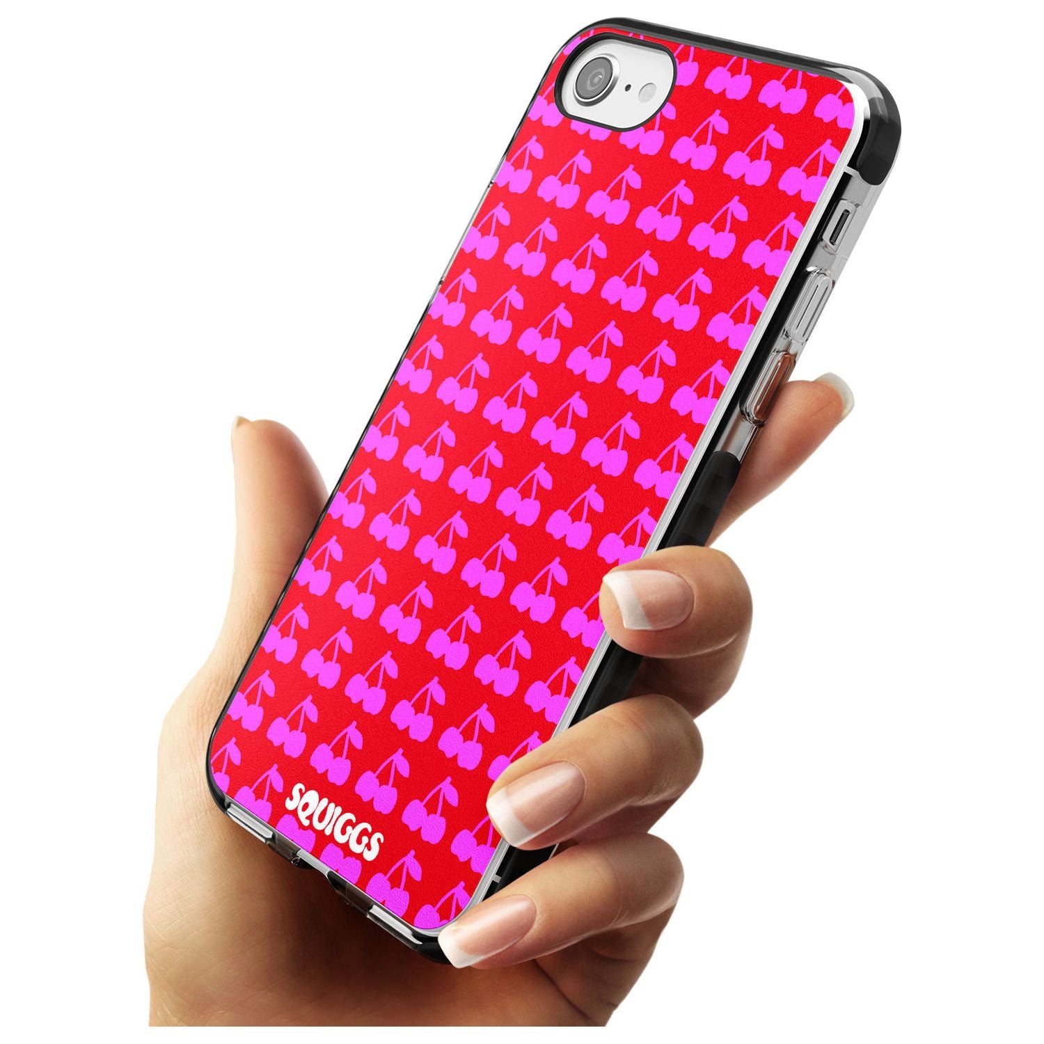 Red Cherries Pink Fade Impact Phone Case for iPhone SE 8 7 Plus