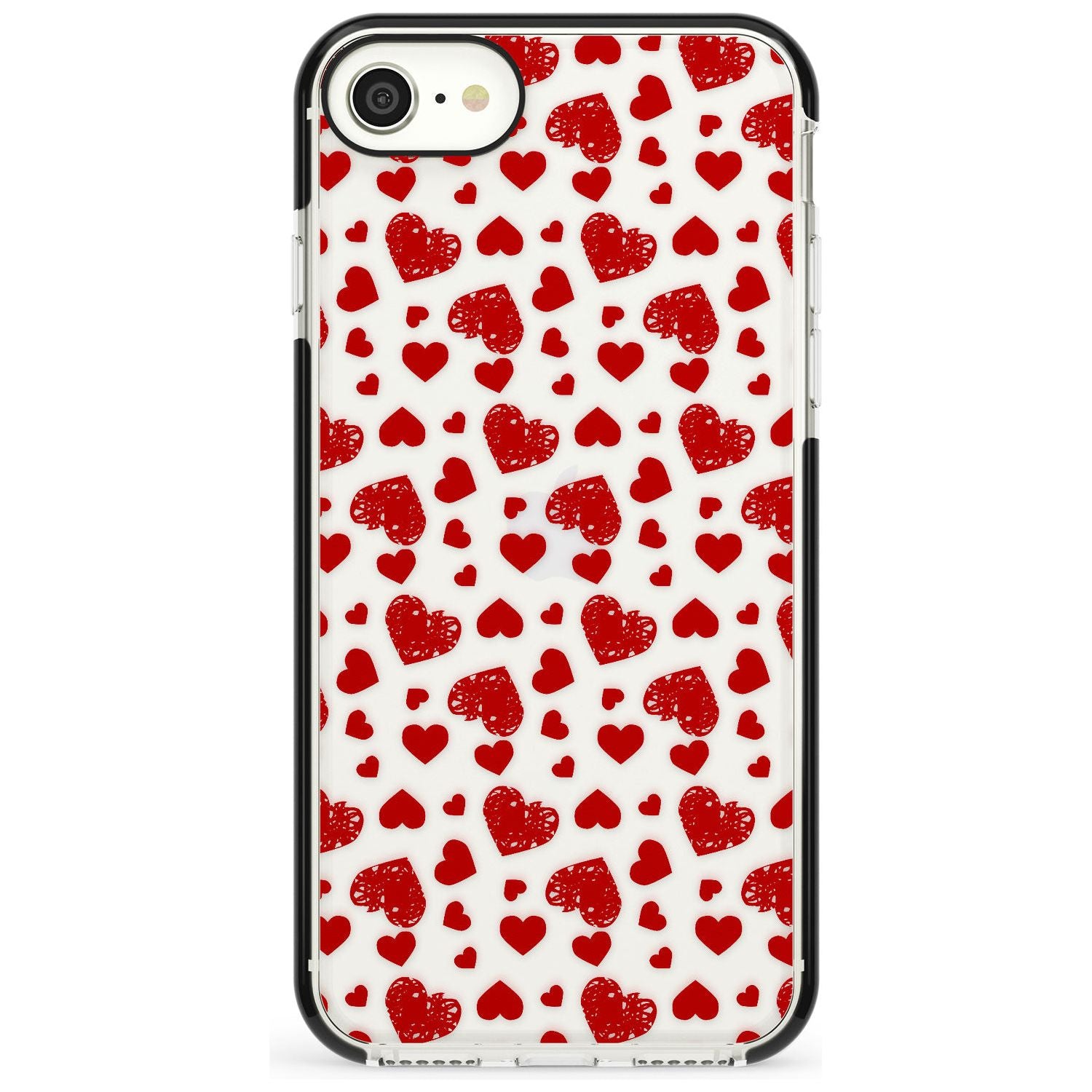 Sketched Heart Pattern Pink Fade Impact Phone Case for iPhone SE 8 7 Plus