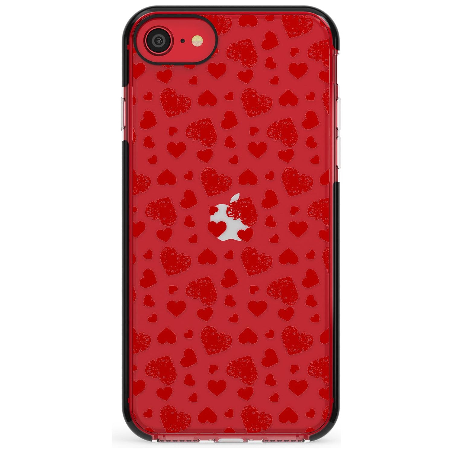 Sketched Heart Pattern Pink Fade Impact Phone Case for iPhone SE 8 7 Plus