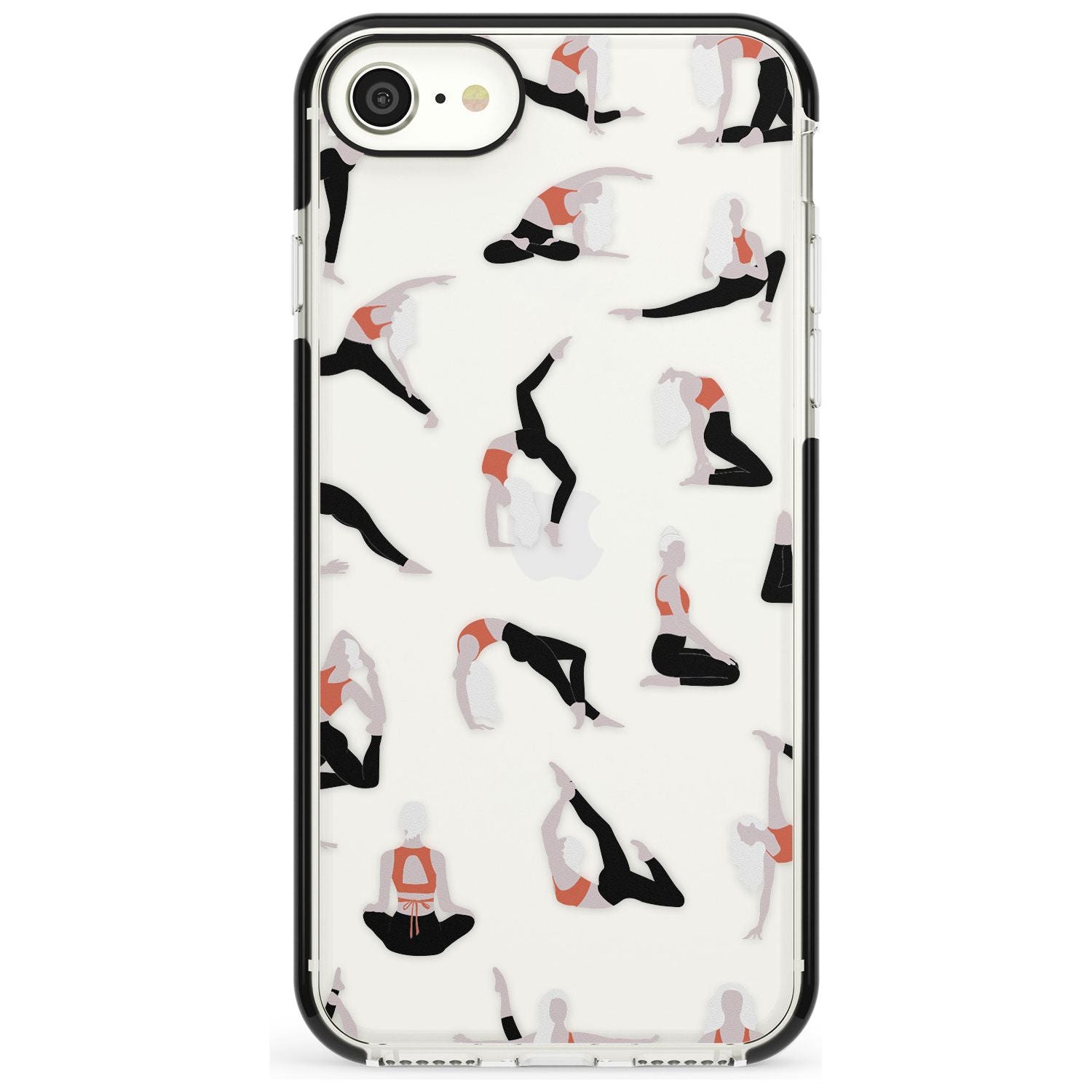 Yoga Poses Clear Pink Fade Impact Phone Case for iPhone SE 8 7 Plus