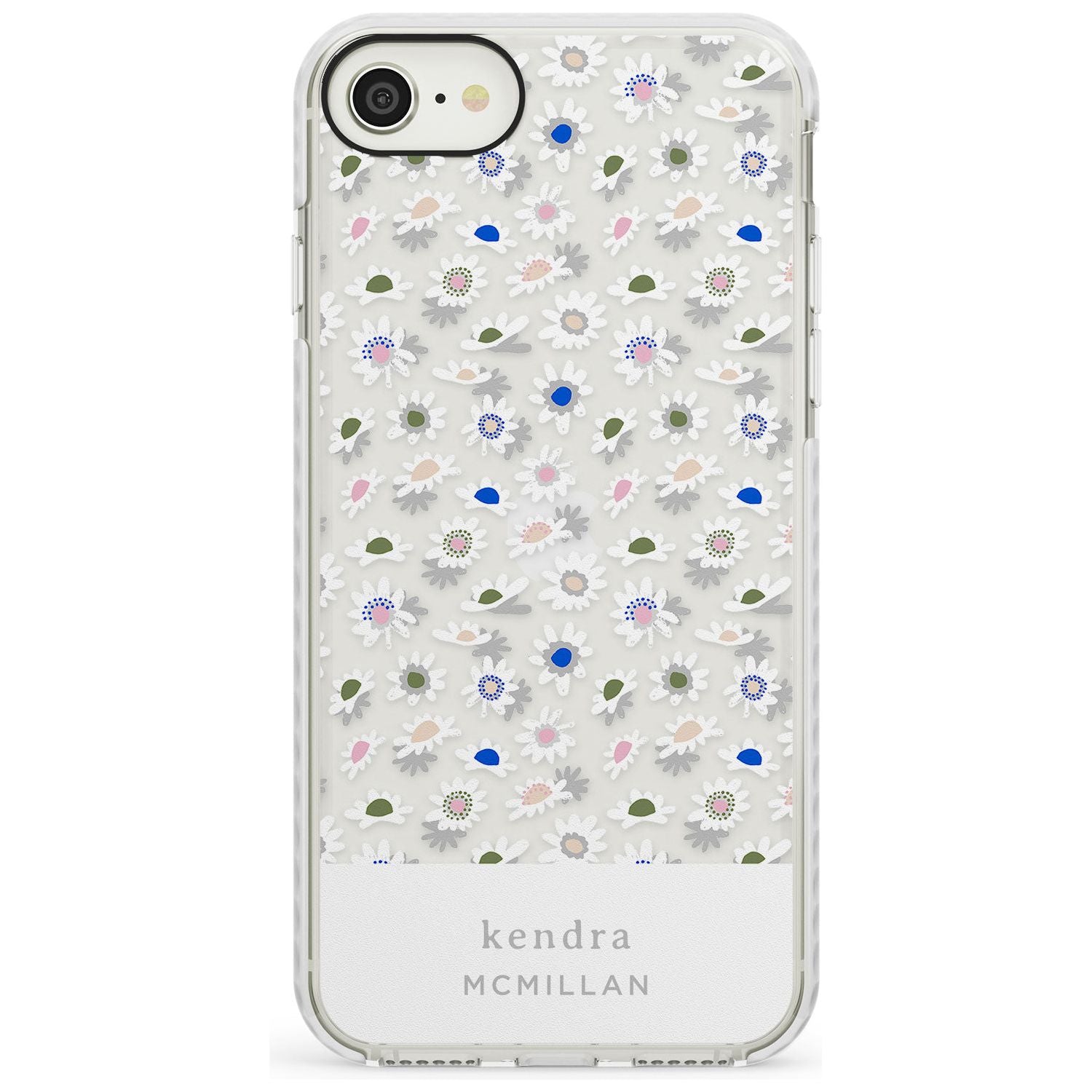 Grey & White Daisies Floral Design iPhone Case Impact Case Custom Phone Case - Case Warehouse