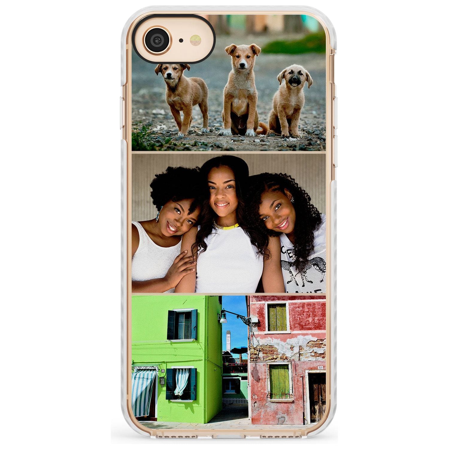 3 Photo Grid Slim TPU Phone Case for iPhone SE 8 7 Plus