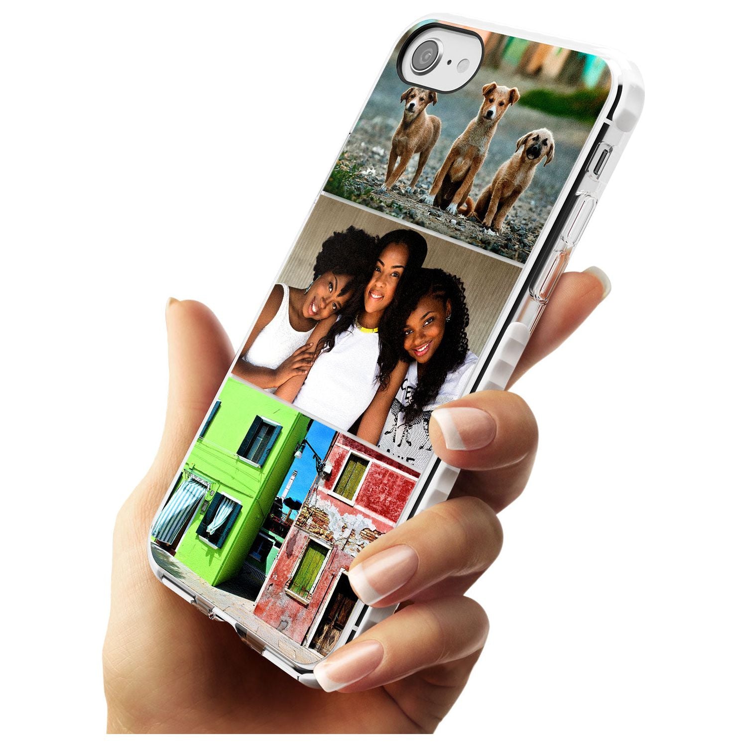 3 Photo Grid Slim TPU Phone Case for iPhone SE 8 7 Plus