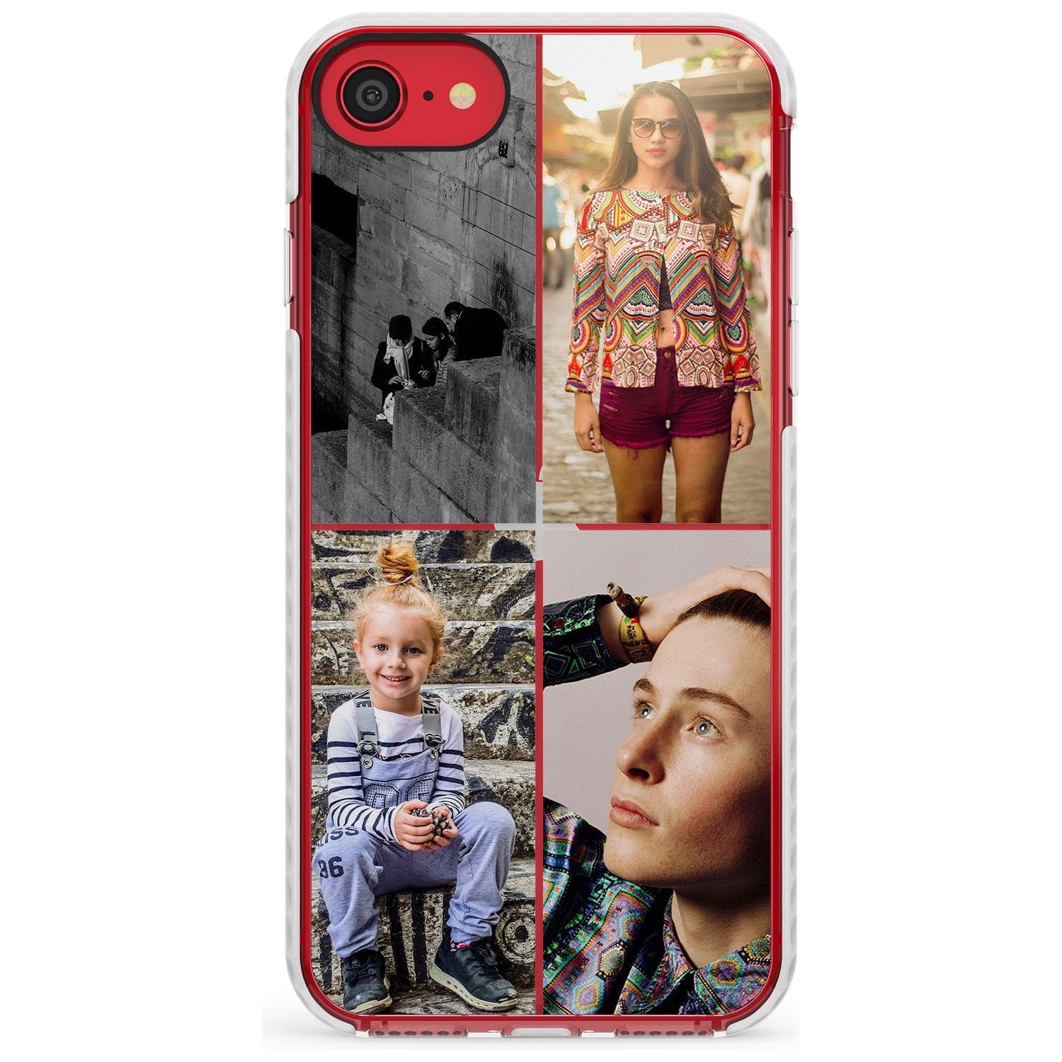 4 Photo Grid Slim TPU Phone Case for iPhone SE 8 7 Plus