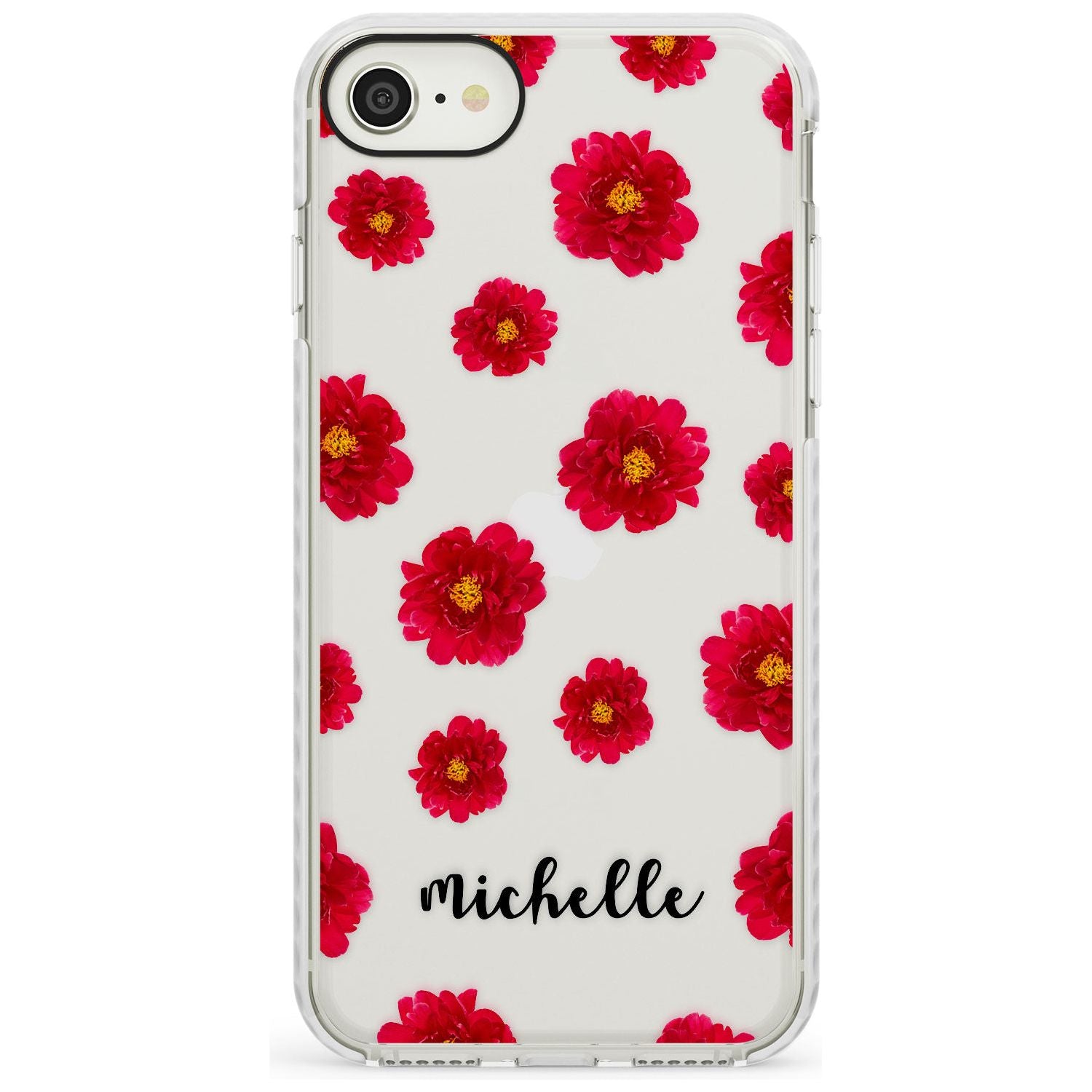 Red Peonies & Cursive iPhone Case Impact Case Custom Phone Case - Case Warehouse
