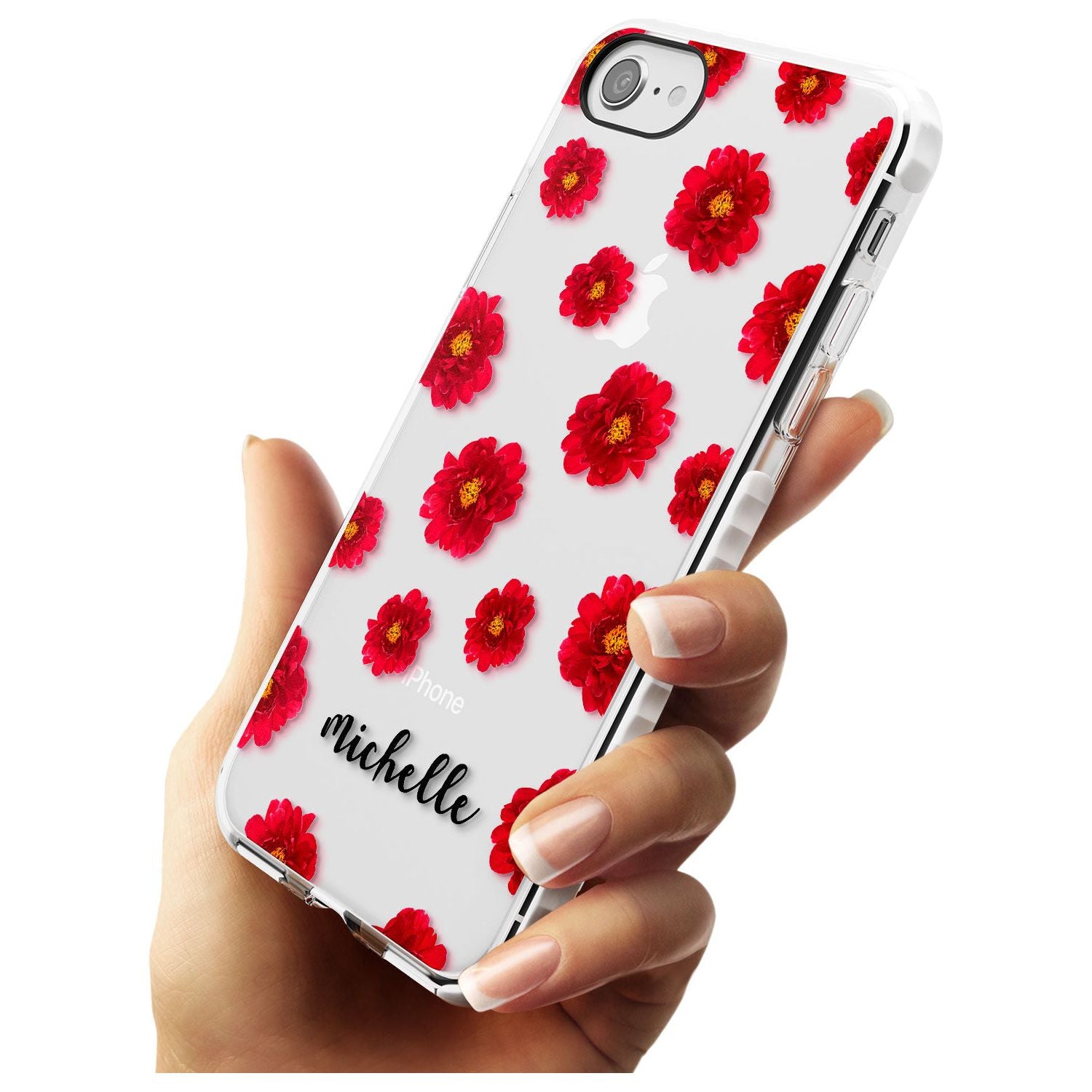 Red Peonies & Cursive iPhone Case Custom Phone Case - Case Warehouse