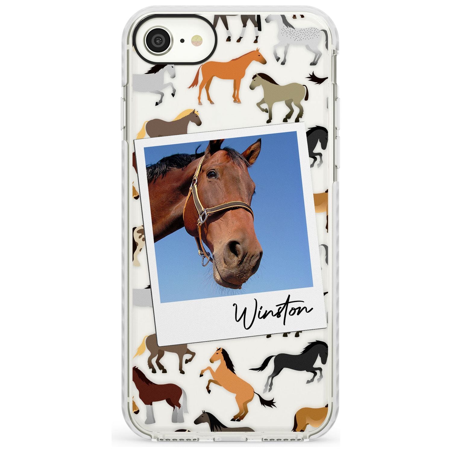 Personalised Horse Polaroid Impact Phone Case for iPhone SE 8 7 Plus