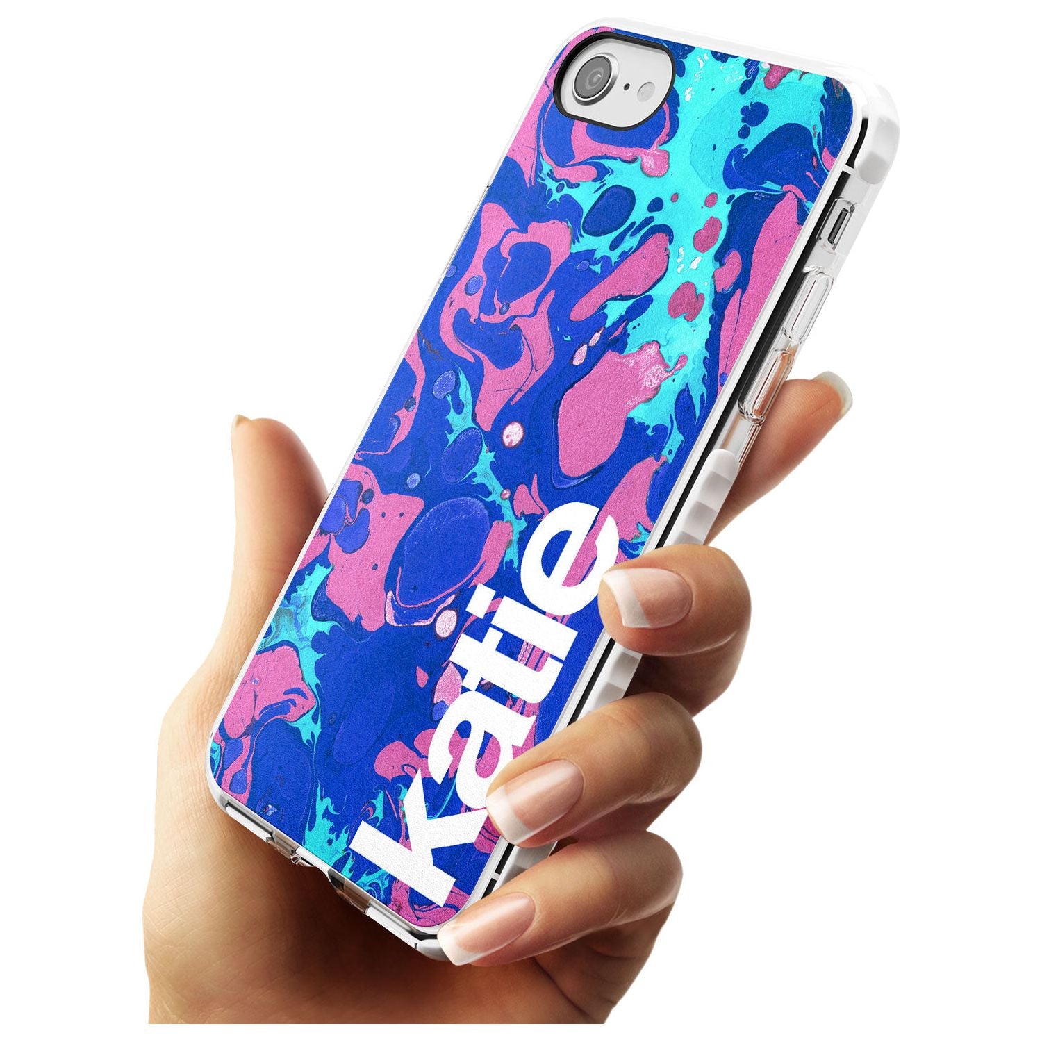 Navy, Turquoise + Purple - Marbled iPhone Case Custom Phone Case - Case Warehouse