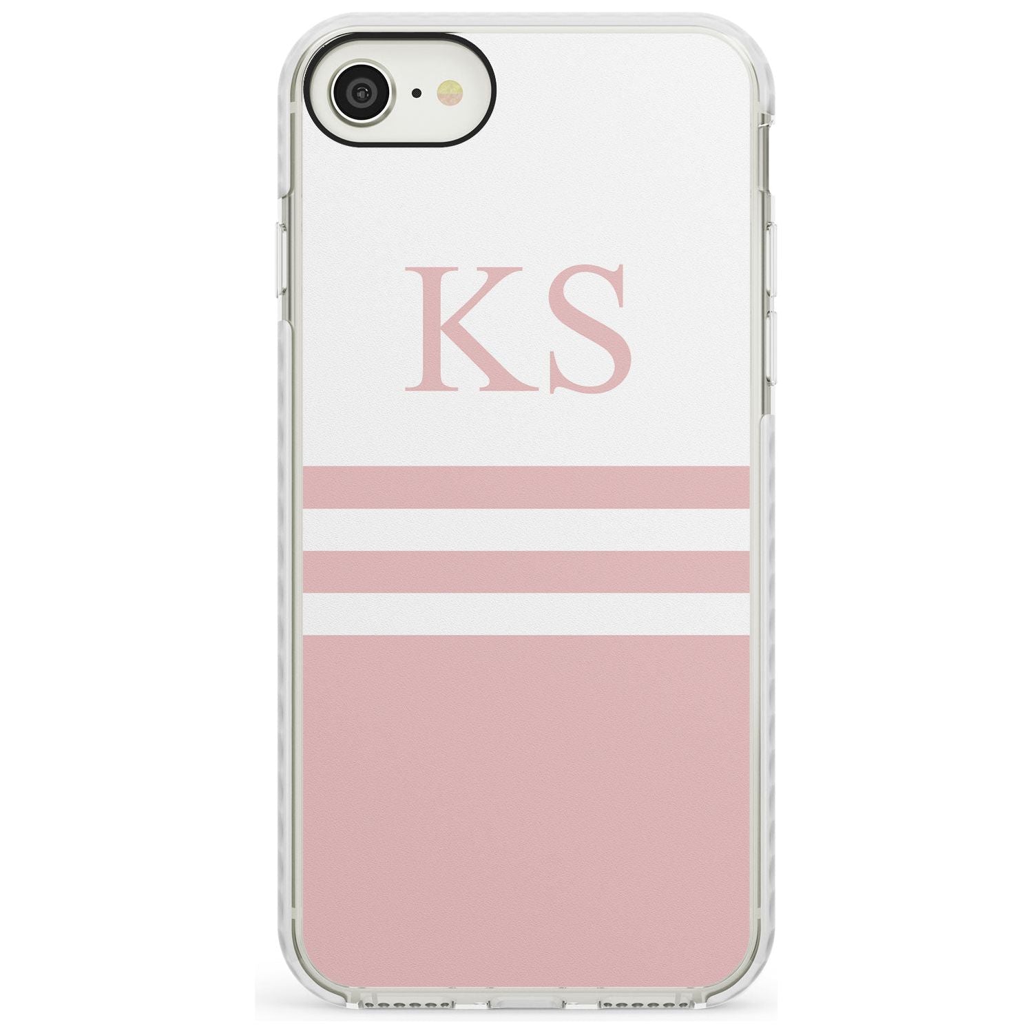 Minimal Pink Stripes & Initials iPhone Case Impact Case Custom Phone Case - Case Warehouse