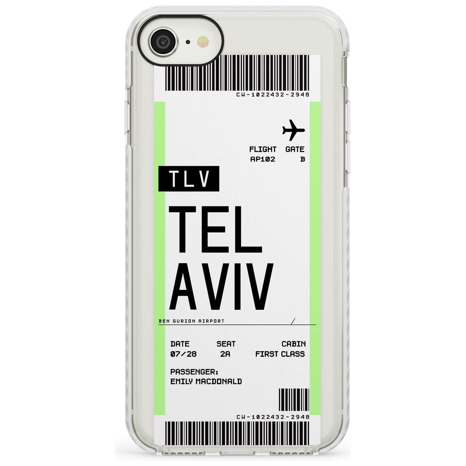 Tel Aviv Boarding Pass iPhone Case Impact Case Custom Phone Case - Case Warehouse