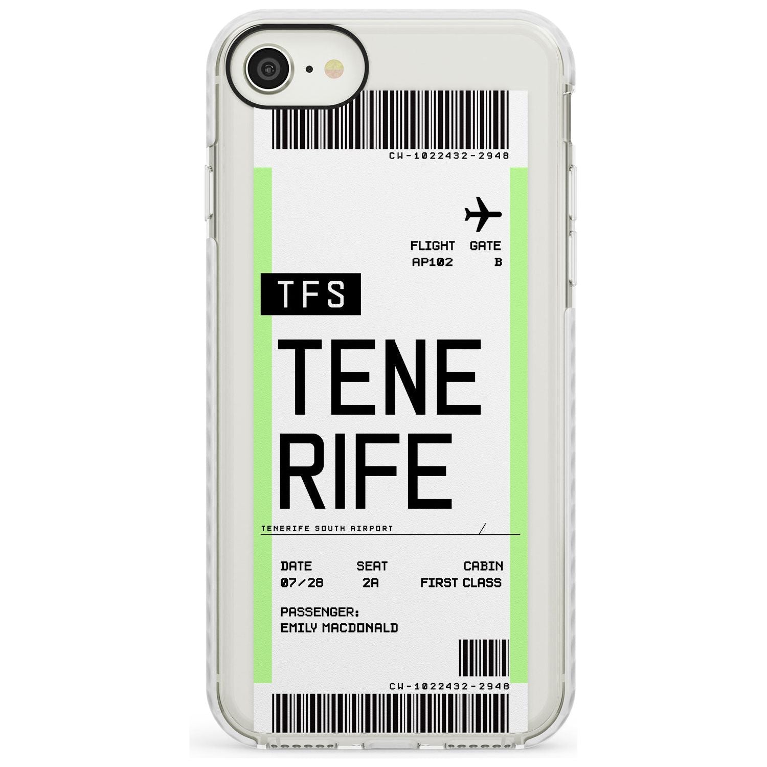 Tenerife Boarding Pass iPhone Case Impact Case Custom Phone Case - Case Warehouse