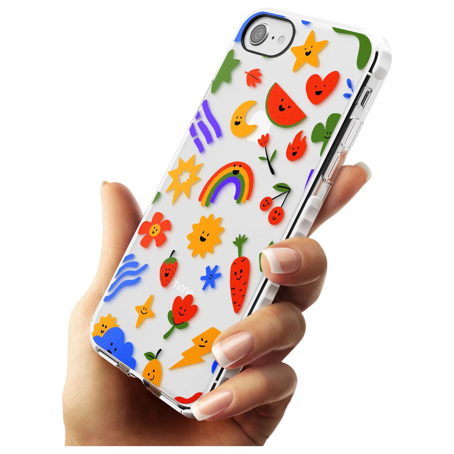 Mixed Large Kawaii Icons - Clear iPhone Case Impact Phone Case Warehouse SE 8 7 Plus