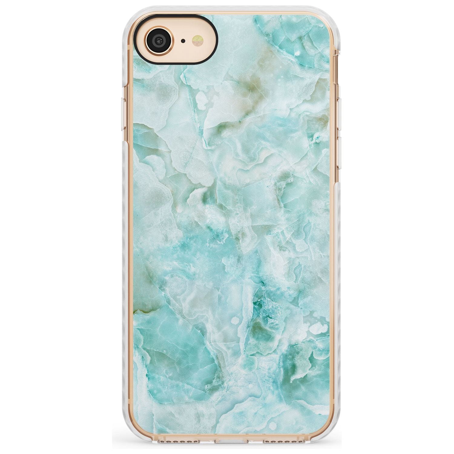 Turquoise Aqua Onyx Marble Slim TPU Phone Case for iPhone SE 8 7 Plus