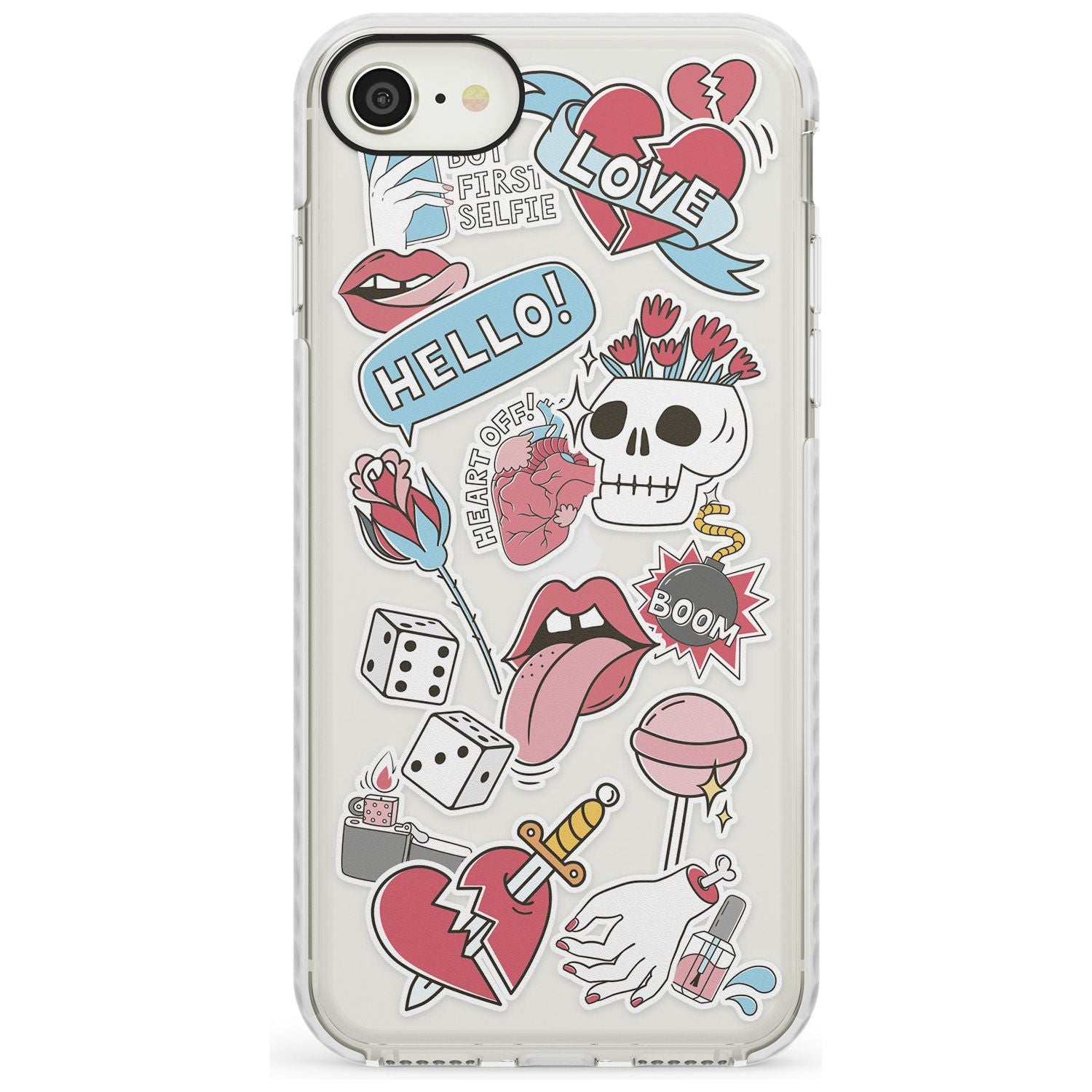 Skull & Flowers Sticker iPhone Case Impact Case Phone Case - Case Warehouse